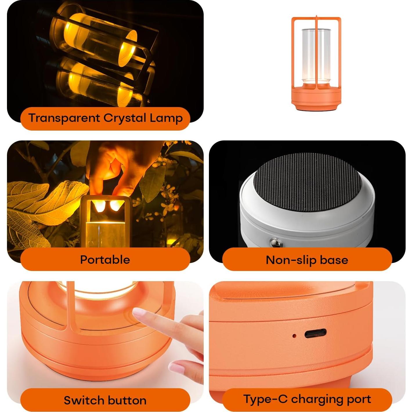 Lámpara de Mesa LED Portátil Recargable YYXGOOB Naranja