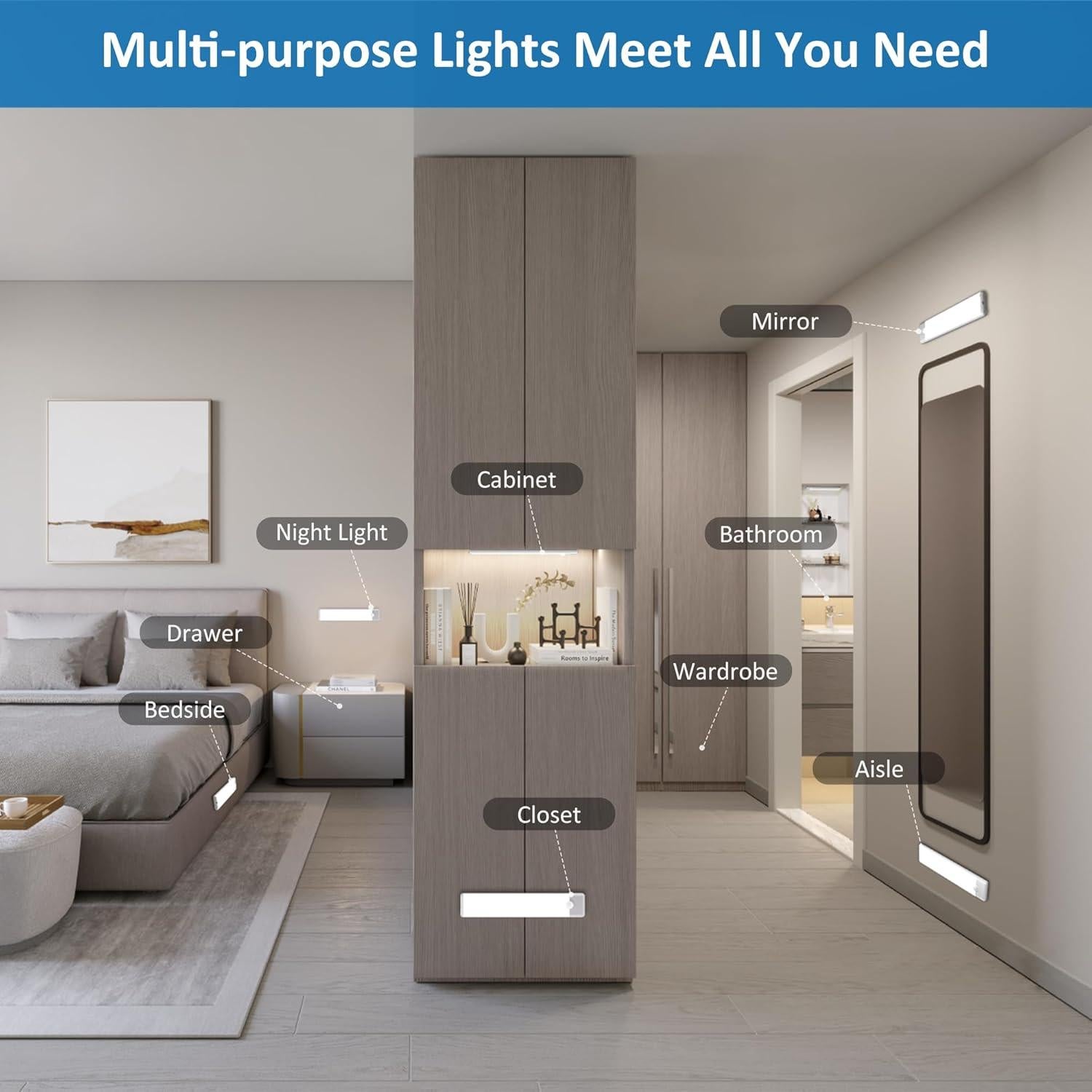 Luces de Sensor de Movimiento YLXS 20.32 cm Recargables 2-Pack