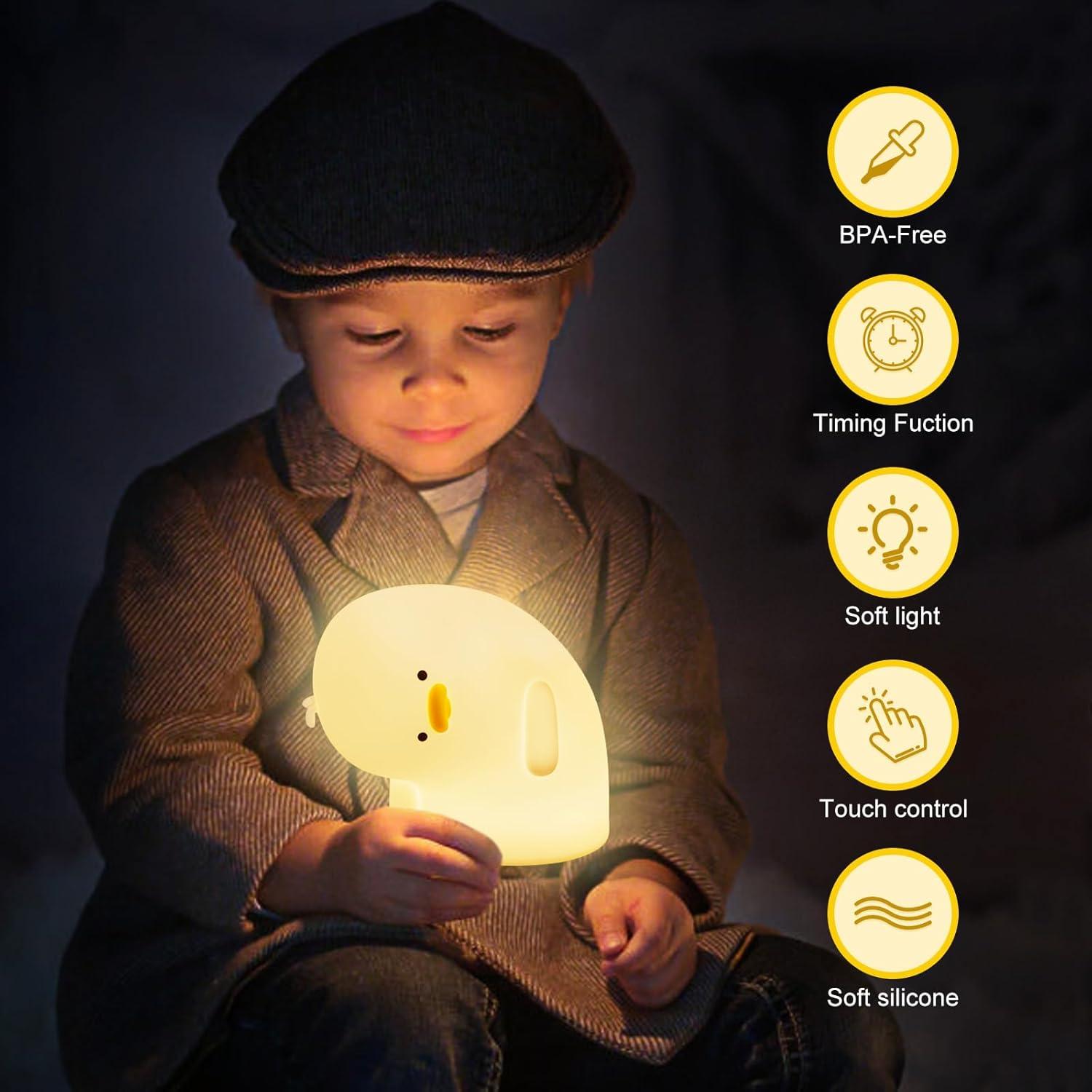 Luz Nocturna de Silicona Etlephe Why Duck Blanca Recargable