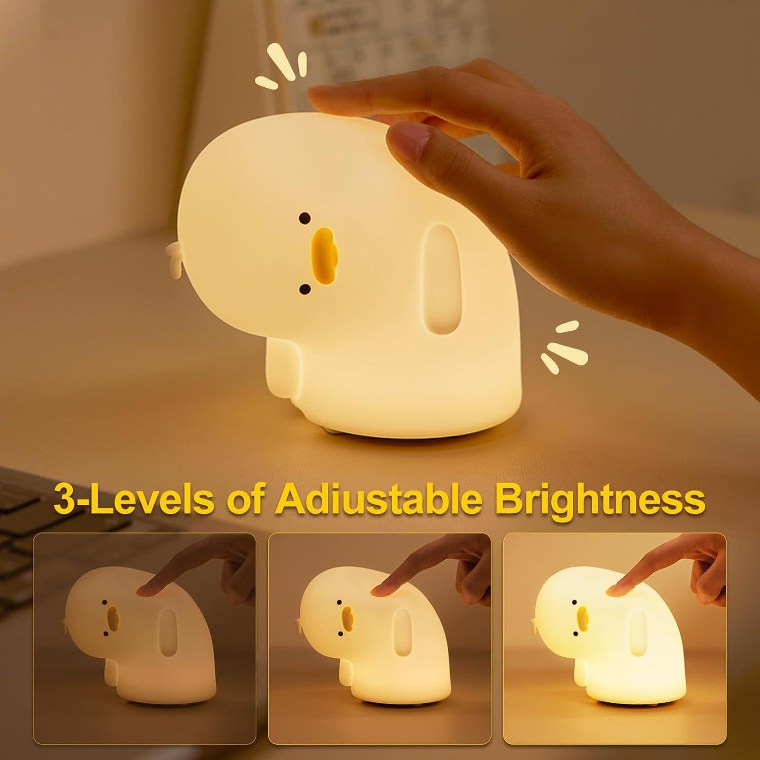 Luz Nocturna de Silicona Etlephe Why Duck Blanca Recargable