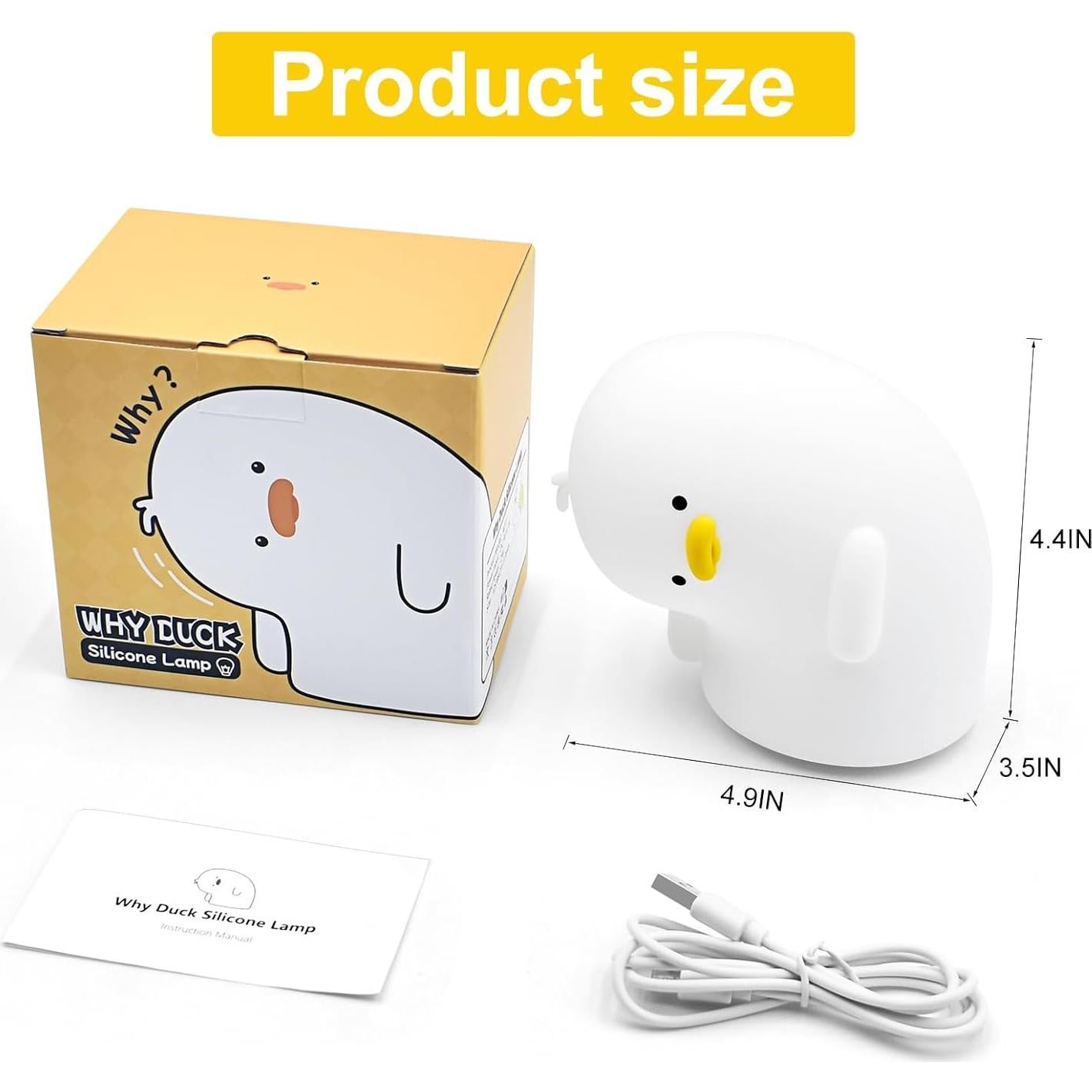 Luz Nocturna de Silicona Etlephe Why Duck Blanca Recargable