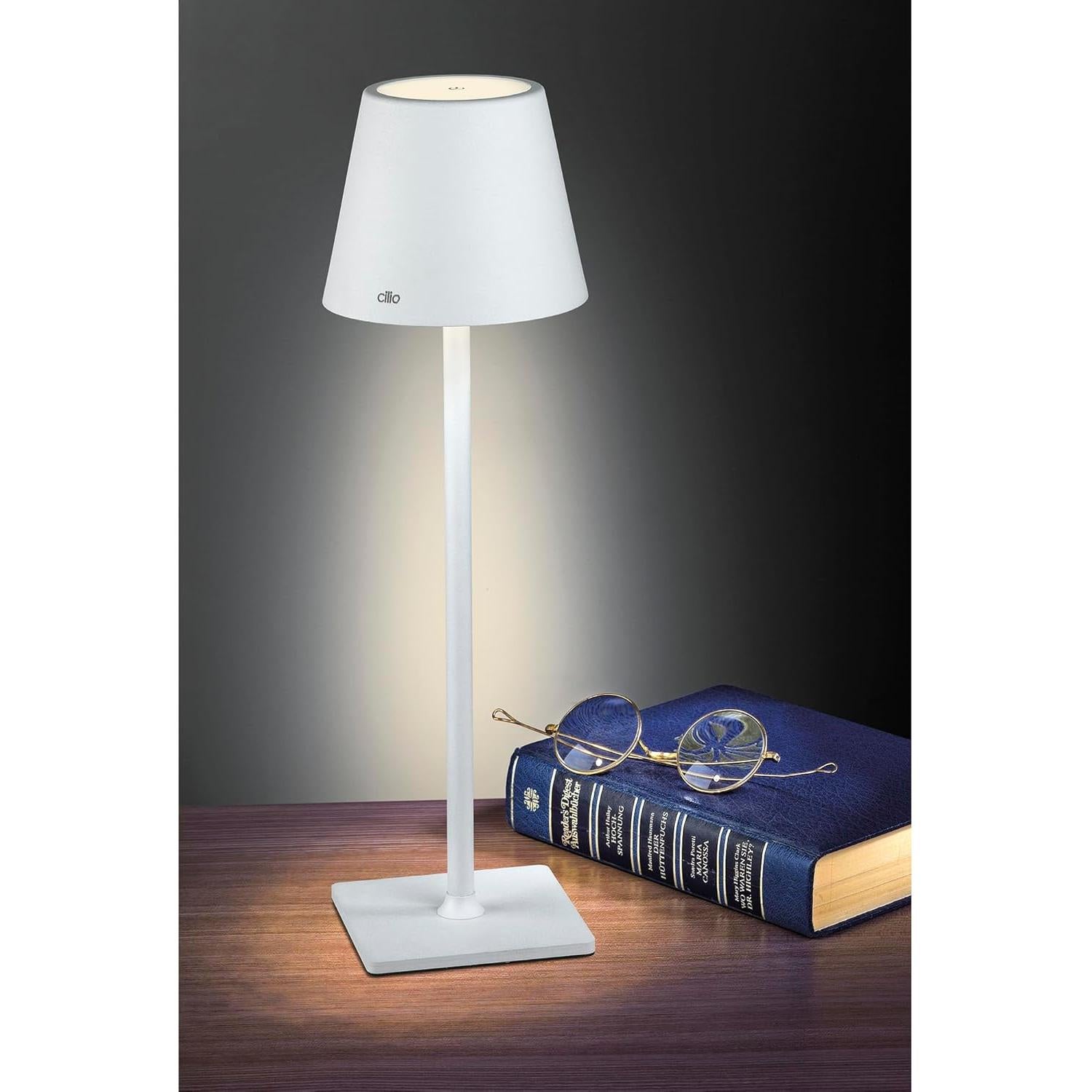 Lámpara de Mesa LED Cilio Sole Blanca, Regulable, 35.56 cm