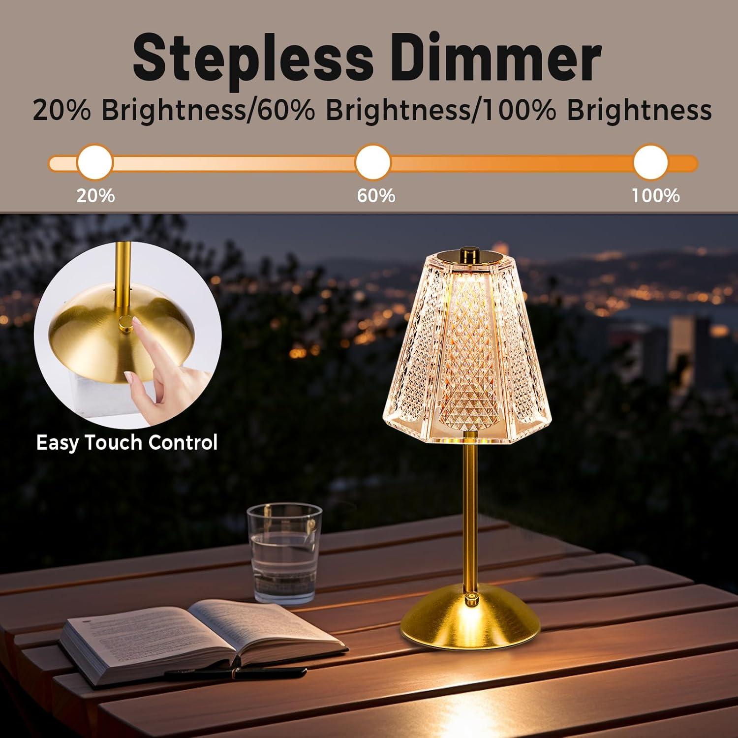 Lámpara de Mesa LED Recargable HAPYGI 30cm Cobre Táctil