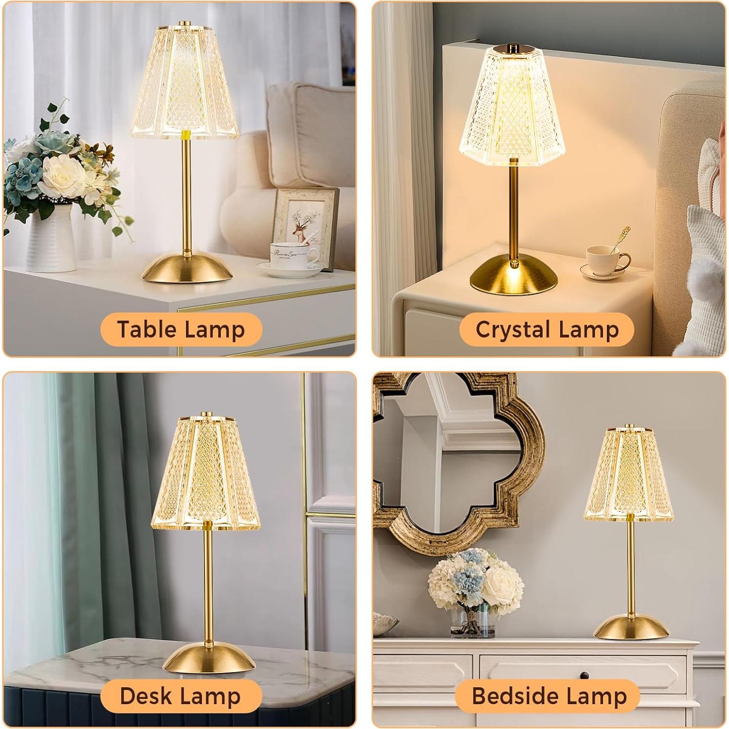 Lámpara de Mesa LED Recargable HAPYGI 30cm Cobre Táctil