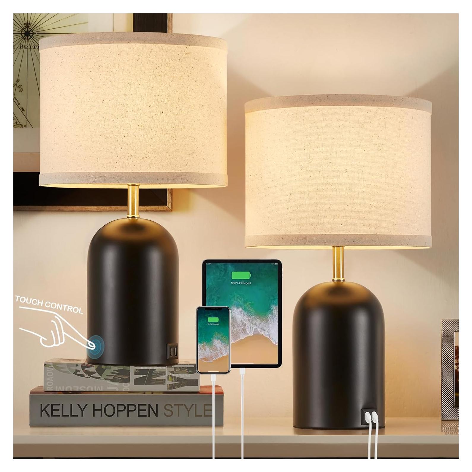 Juego de 2 Lámparas de Mesa Táctiles RAYINIGHT 45.72 cm USB