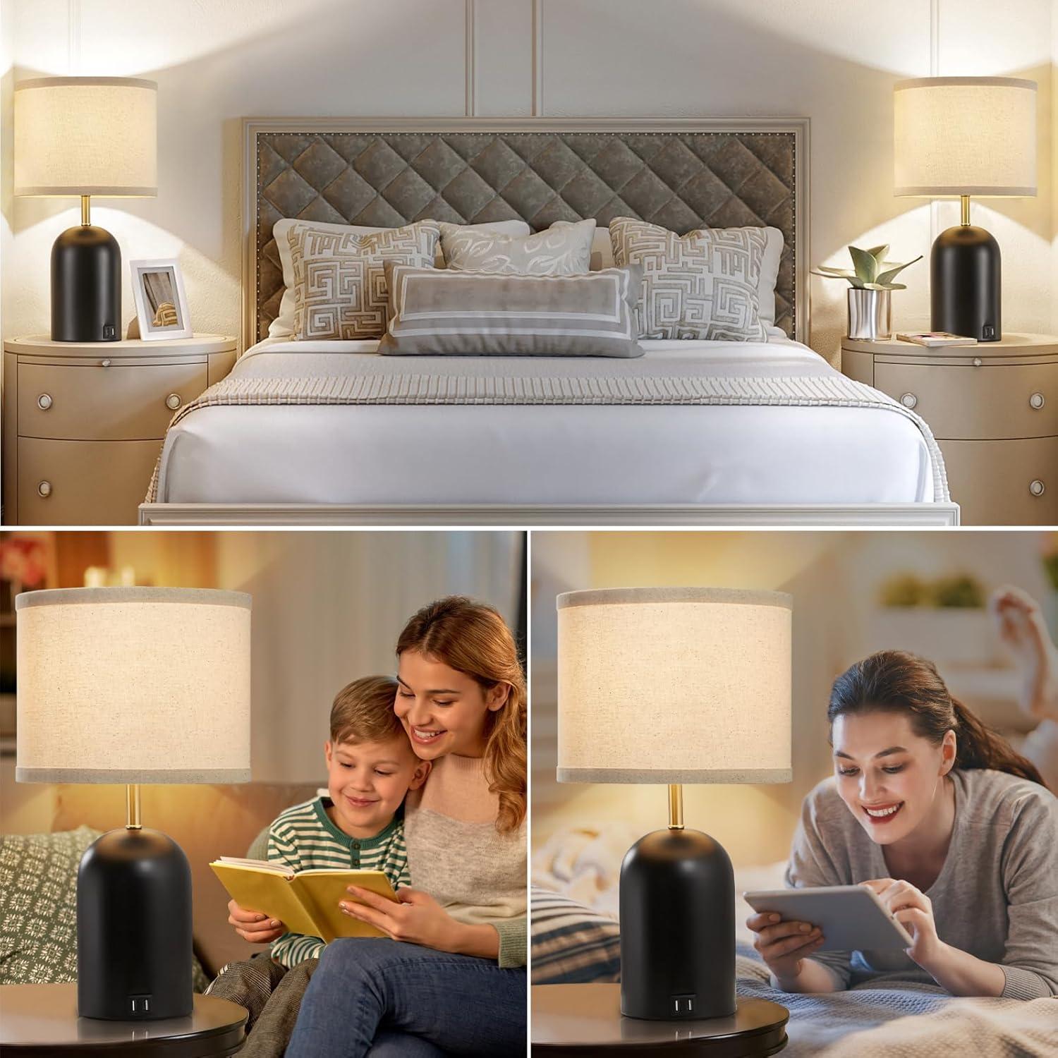 Juego de 2 Lámparas de Mesa Táctiles RAYINIGHT 45.72 cm USB