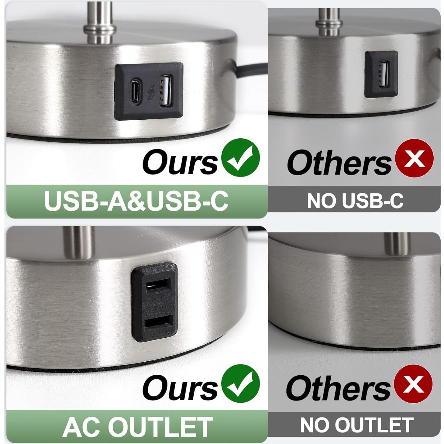 Lámpara de Mesita Yarra-Decor Gris con Carga USB y Control Táctil