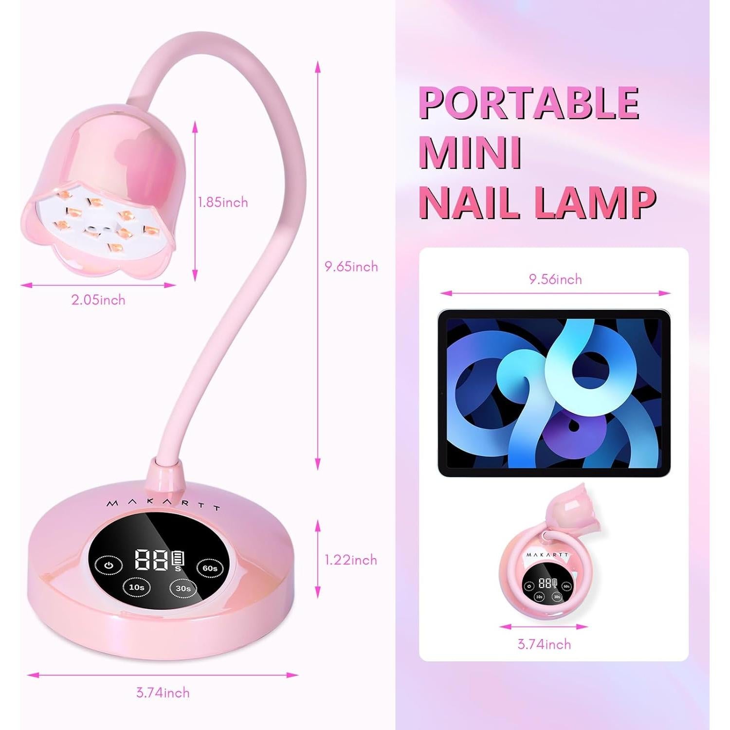 Lámpara UV LED Makartt 30W Mini Recargable con Sensor