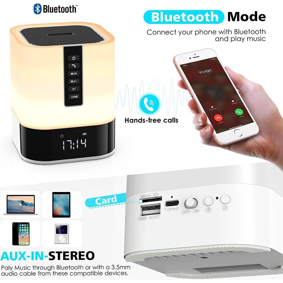 Luz Nocturna Altavoz Bluetooth Hetyre DY28S 5 en 1 Regulable