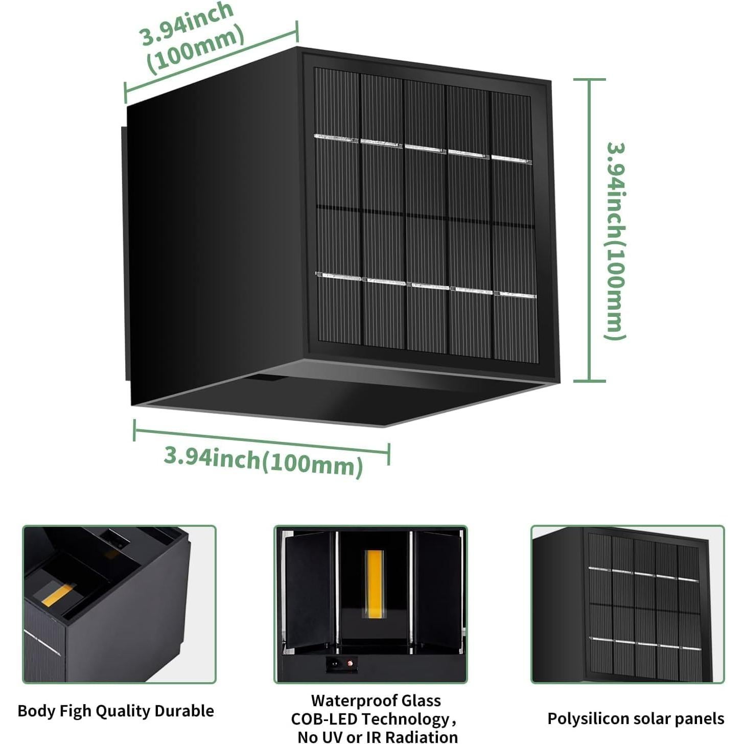 Lámpara de pared solar LANFU con sensor de movimiento IP65