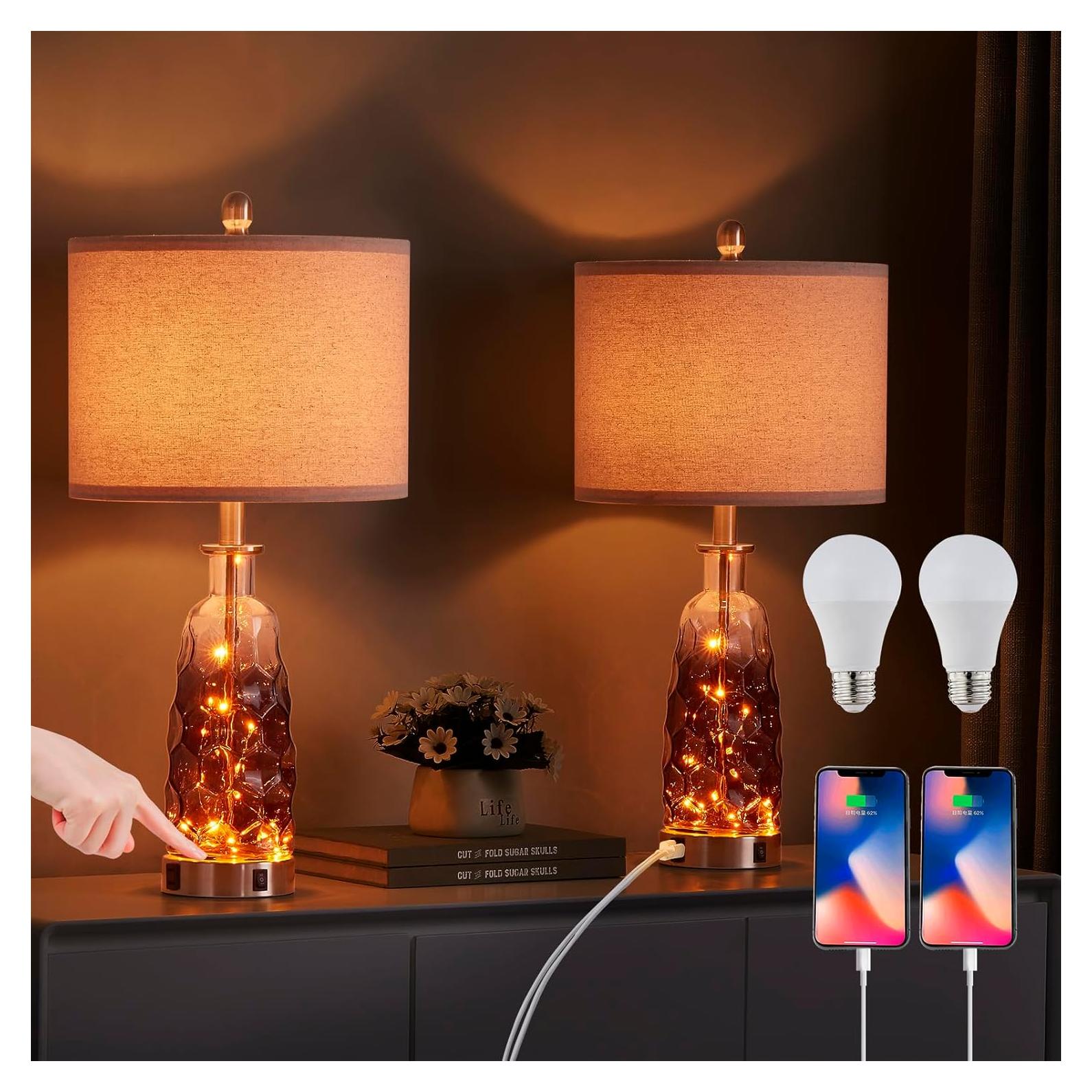 Juego de 2 Lámparas de Mesa YAMEIWAN Táctil Dimmable 71cm