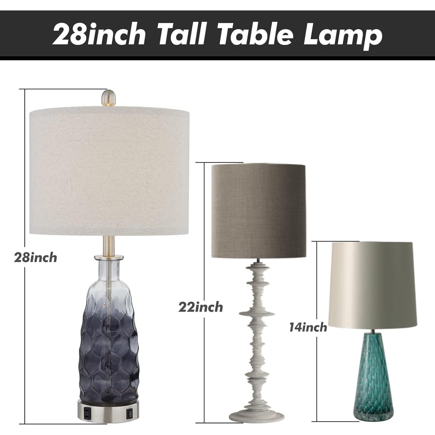 Juego de 2 Lámparas de Mesa YAMEIWAN Táctil Dimmable 71cm