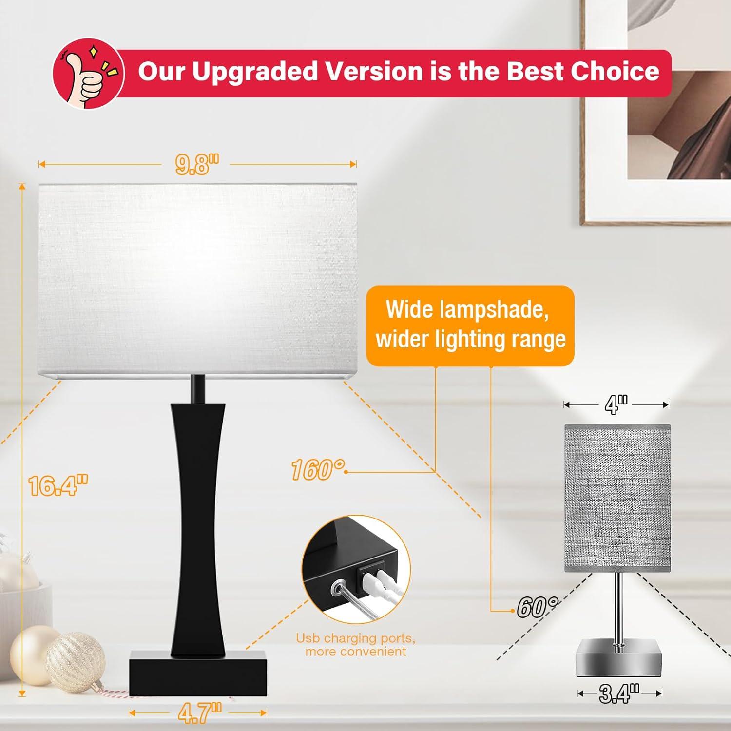 Juego de 2 Lámparas de Mesa Regulables Seealle con USB