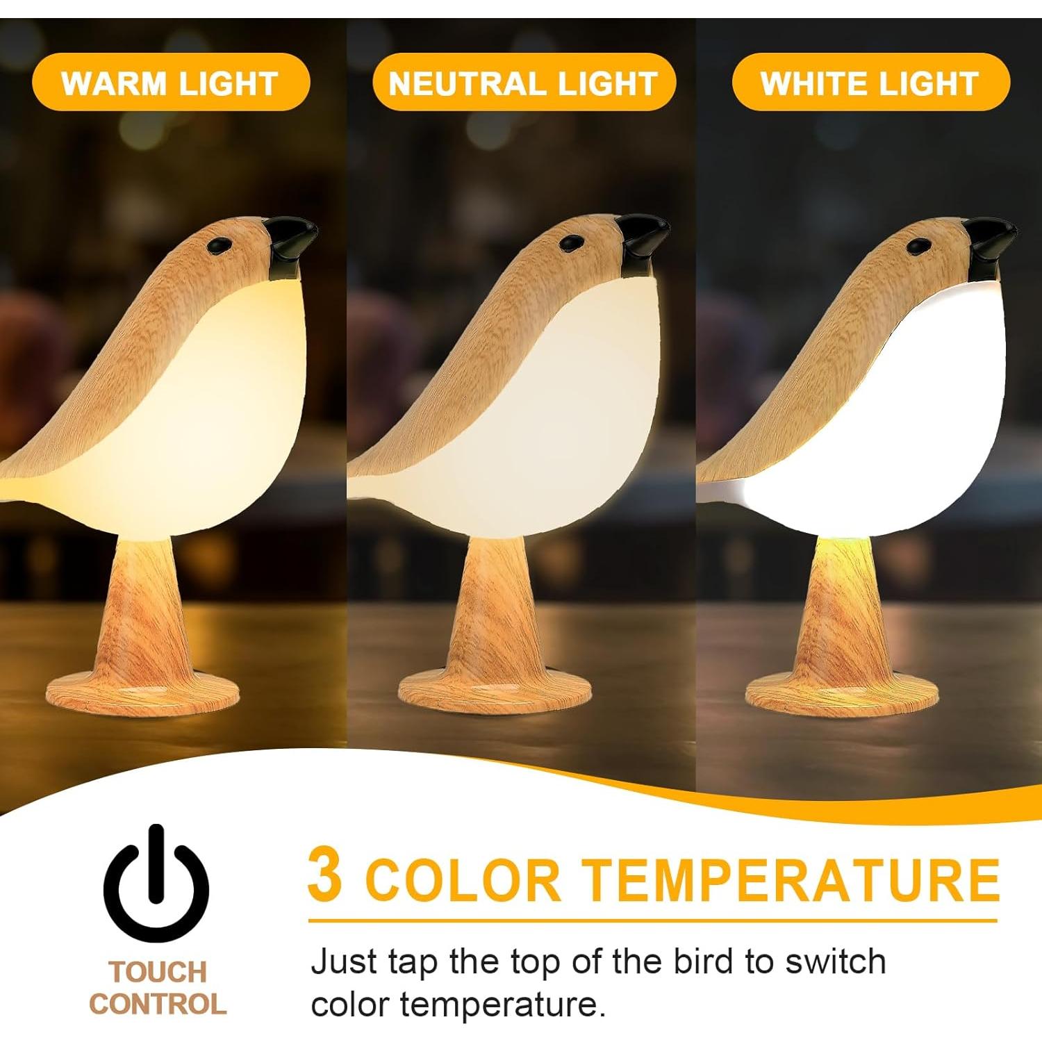 Lámpara de Mesa Deogos BirdLamp Táctil Recargable 3 Niveles