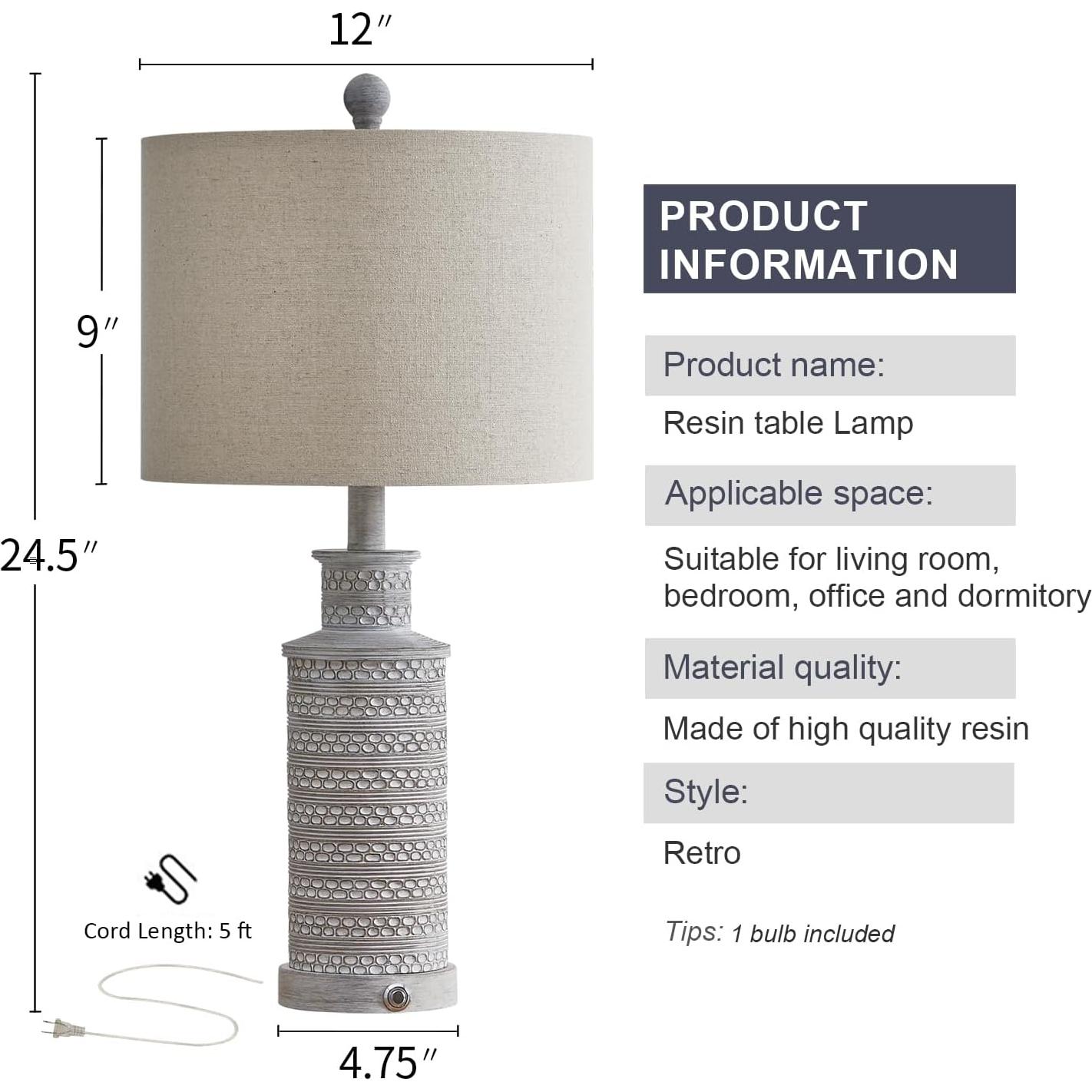 Lámpara de Mesa Táctil Regulable BOBOMOMO Vintage 3 Niveles USB