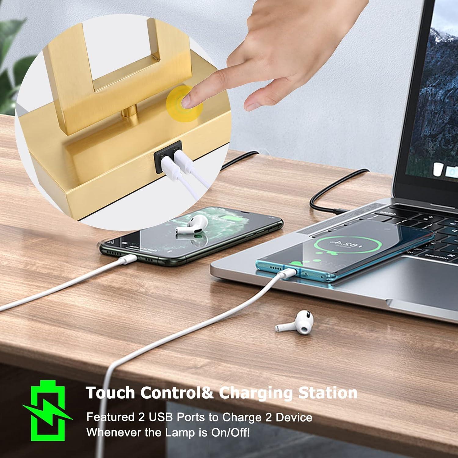 Set de 2 Lámparas de Mesa Táctiles BrightWe 55.88 cm USB