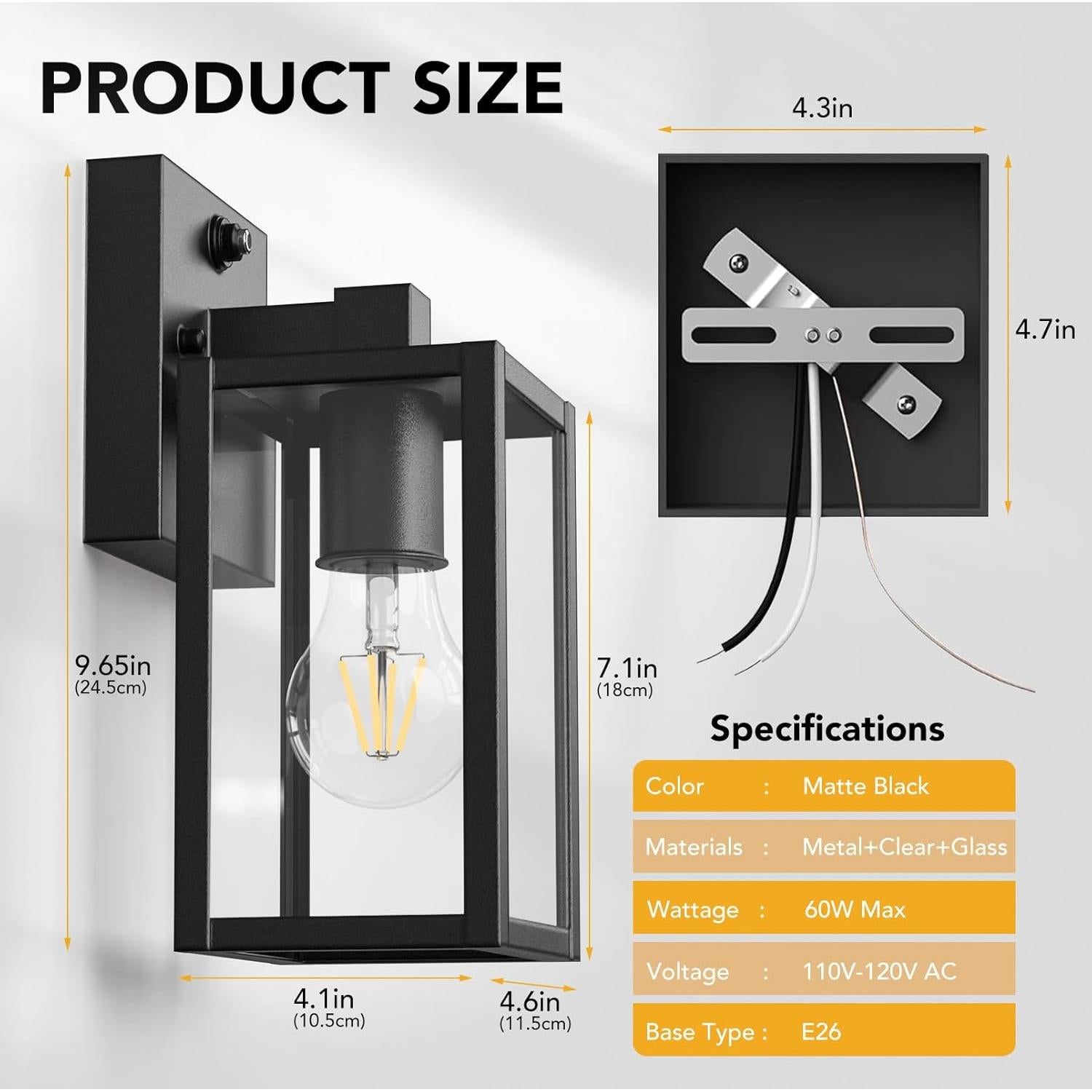 Lámparas de Pared Exterior PARTPHONER Dusk to Dawn 2-Pack