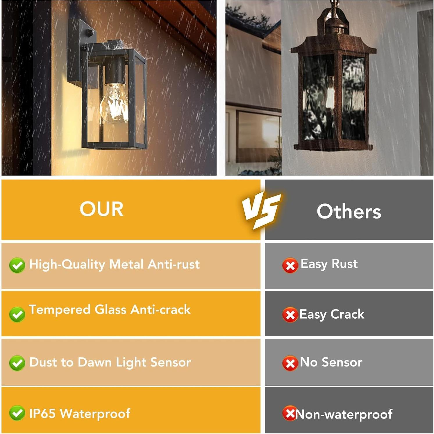 Lámparas de Pared Exterior PARTPHONER Dusk to Dawn 2-Pack