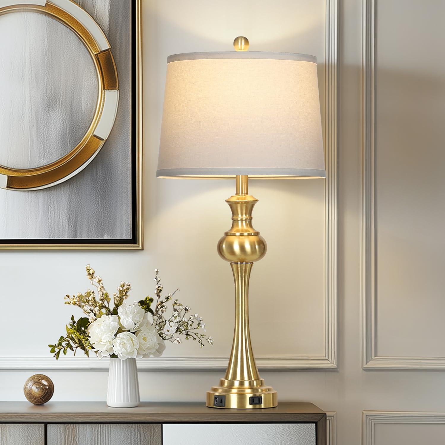 Lámpara de Mesa Dorada Cinyirong Táctil 3 Niveles USB