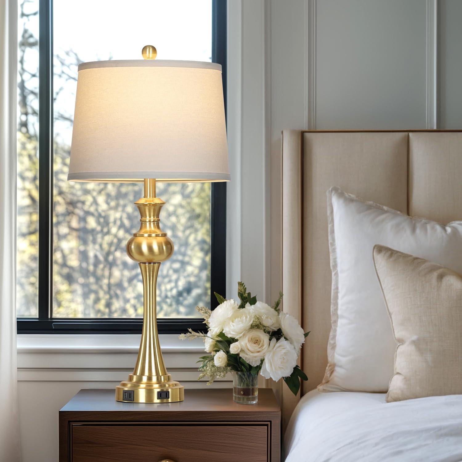 Lámpara de Mesa Dorada Cinyirong Táctil 3 Niveles USB