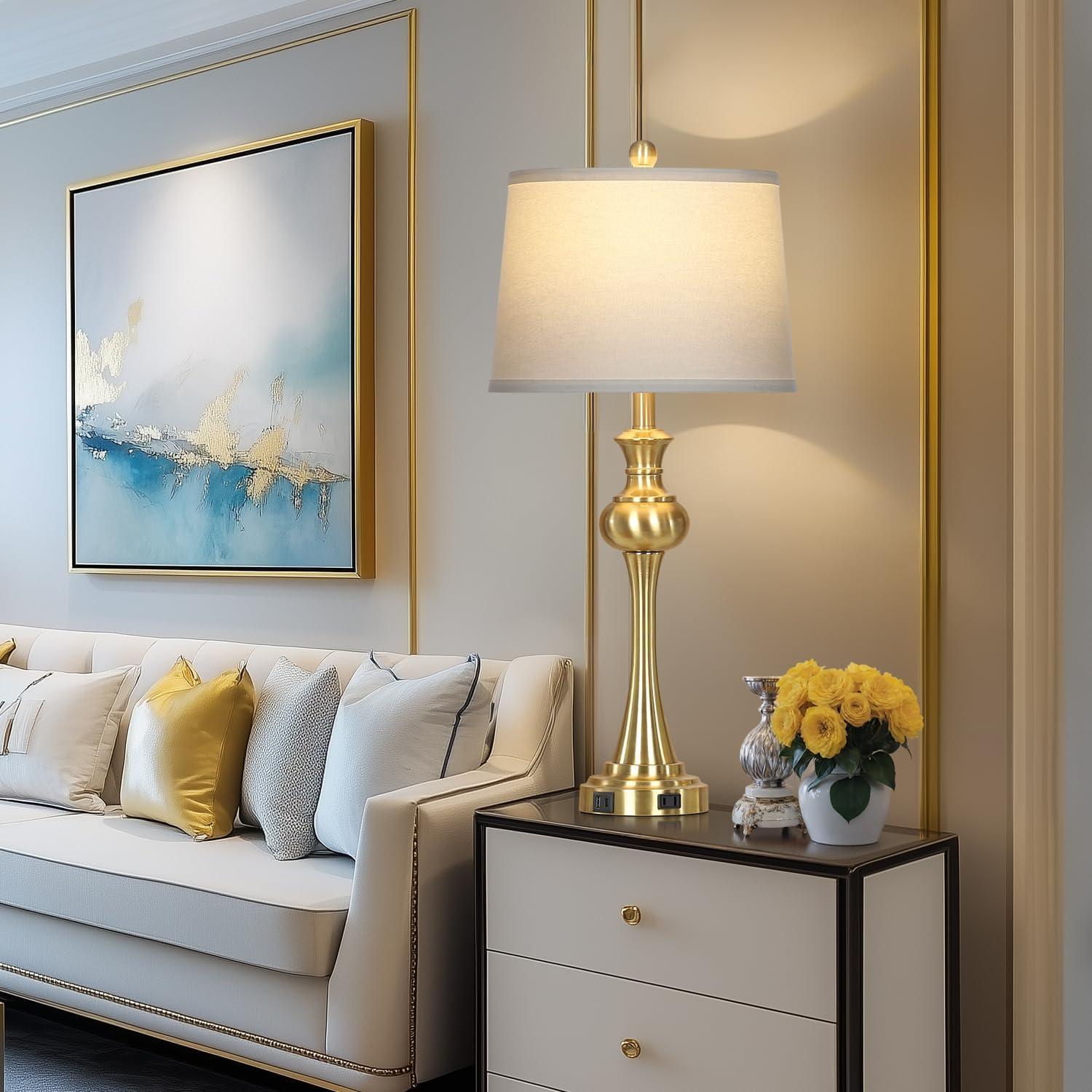 Lámpara de Mesa Dorada Cinyirong Táctil 3 Niveles USB