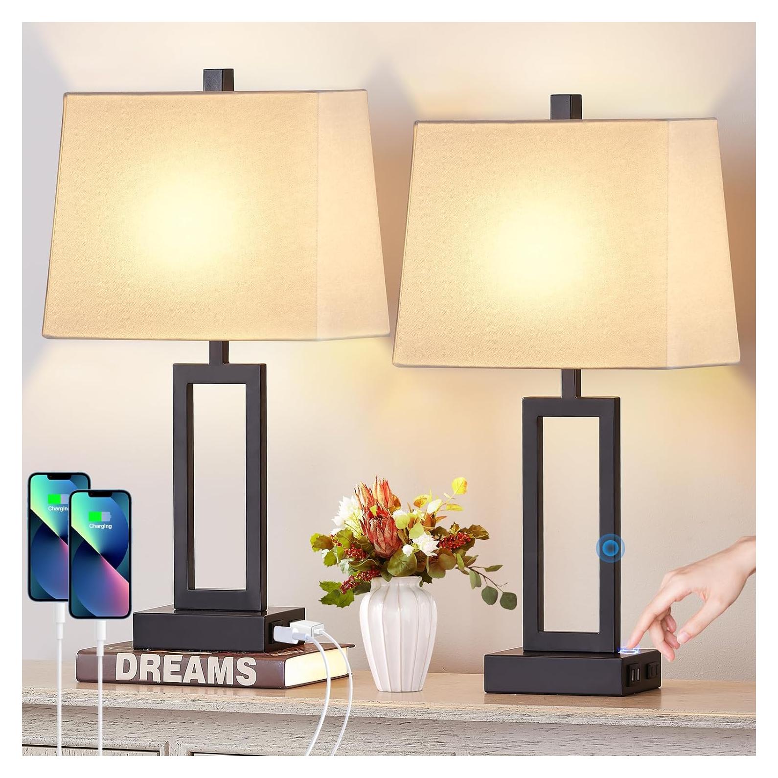 Juego de 2 Lámparas de Mesa Táctiles Lolikit con USB