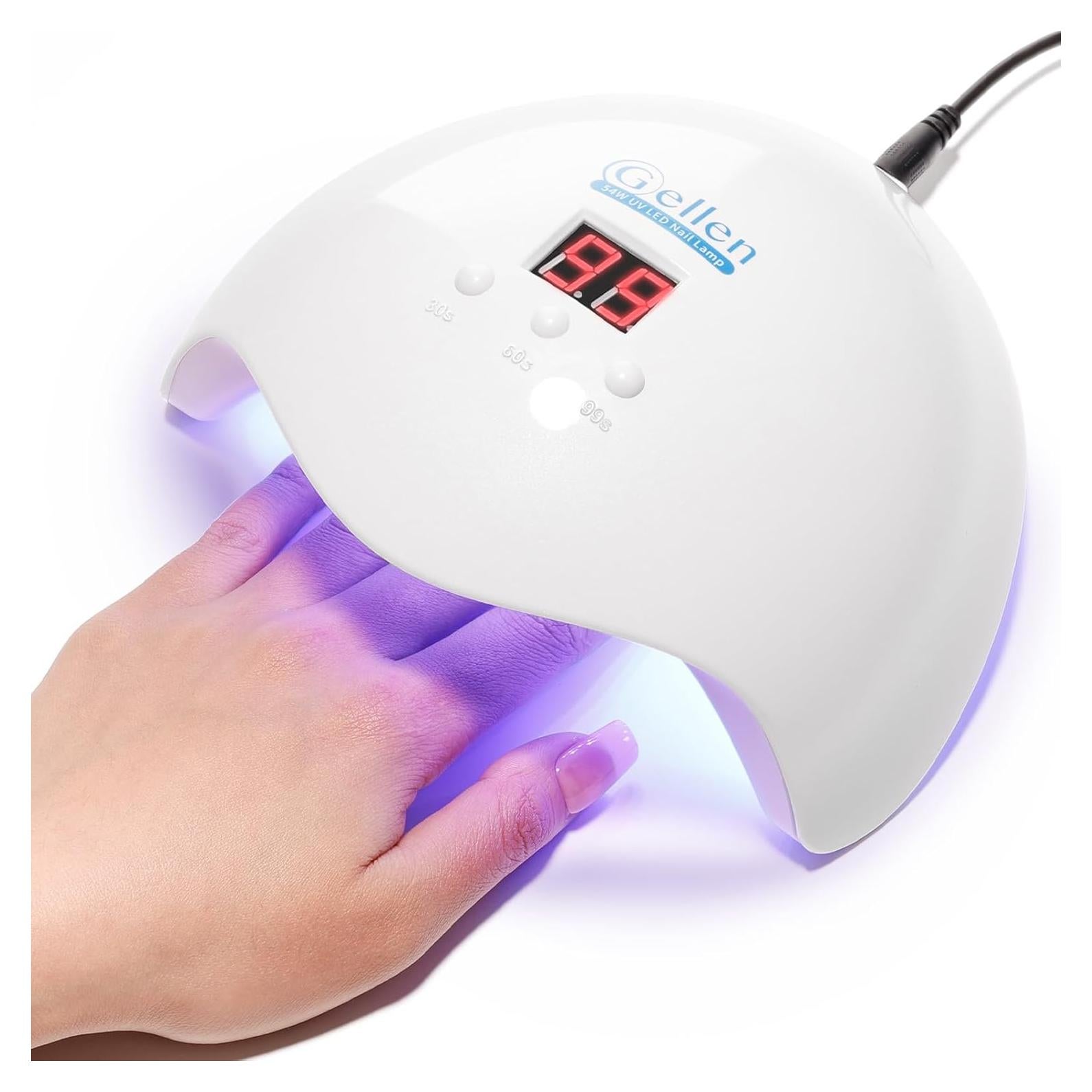 Lámpara de Uñas LED Gellen 54W con Sensor Automático y 3 Temporizadores