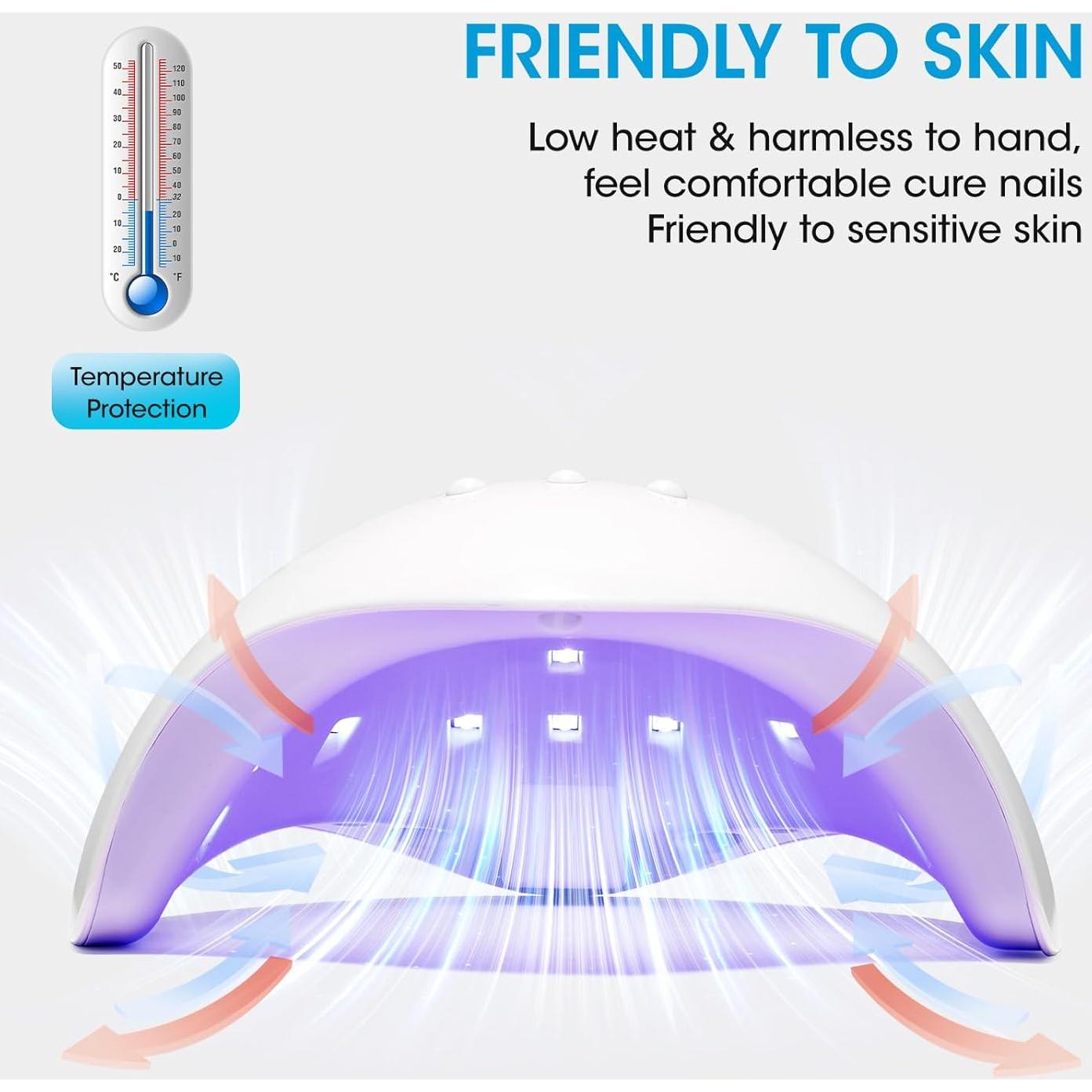 Lámpara de Uñas LED Gellen 54W con Sensor Automático y 3 Temporizadores