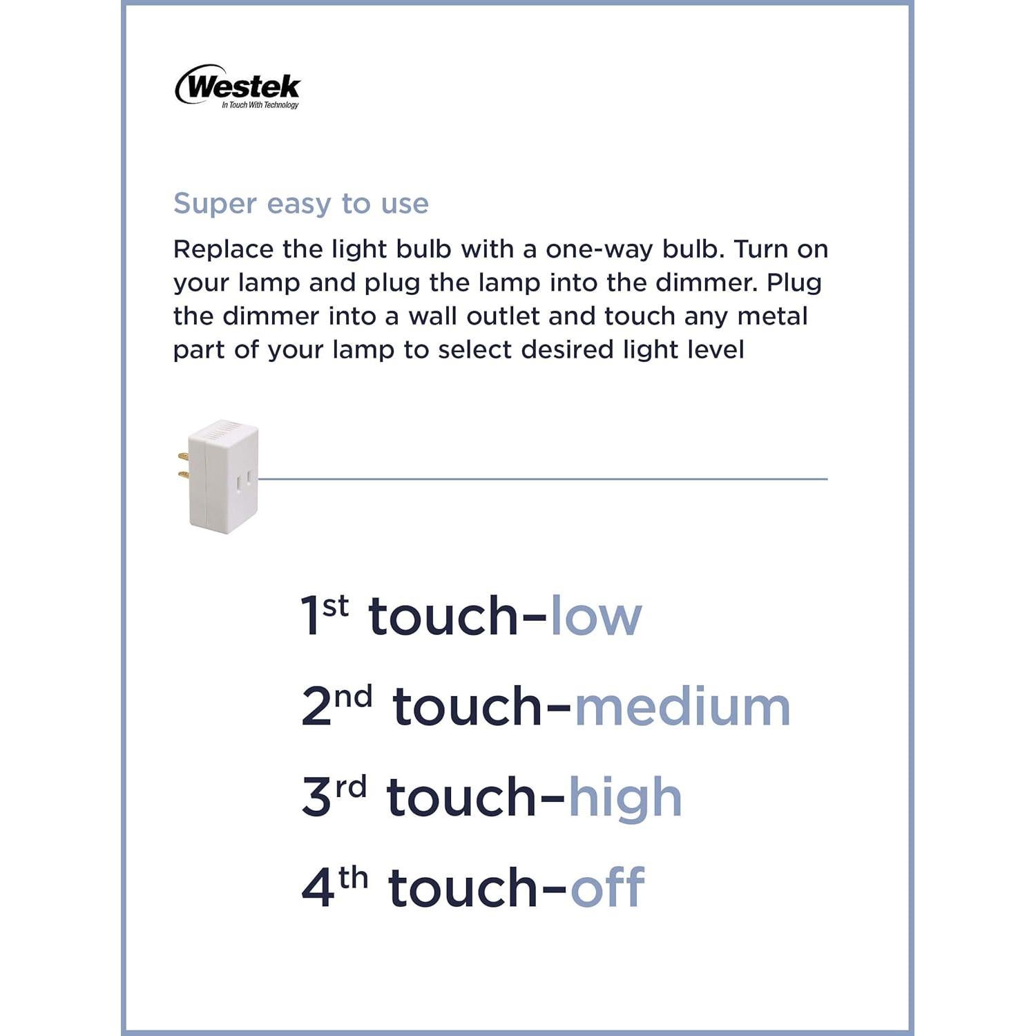 Dimmer Táctil Westek 200W Blanco 2 Unidades