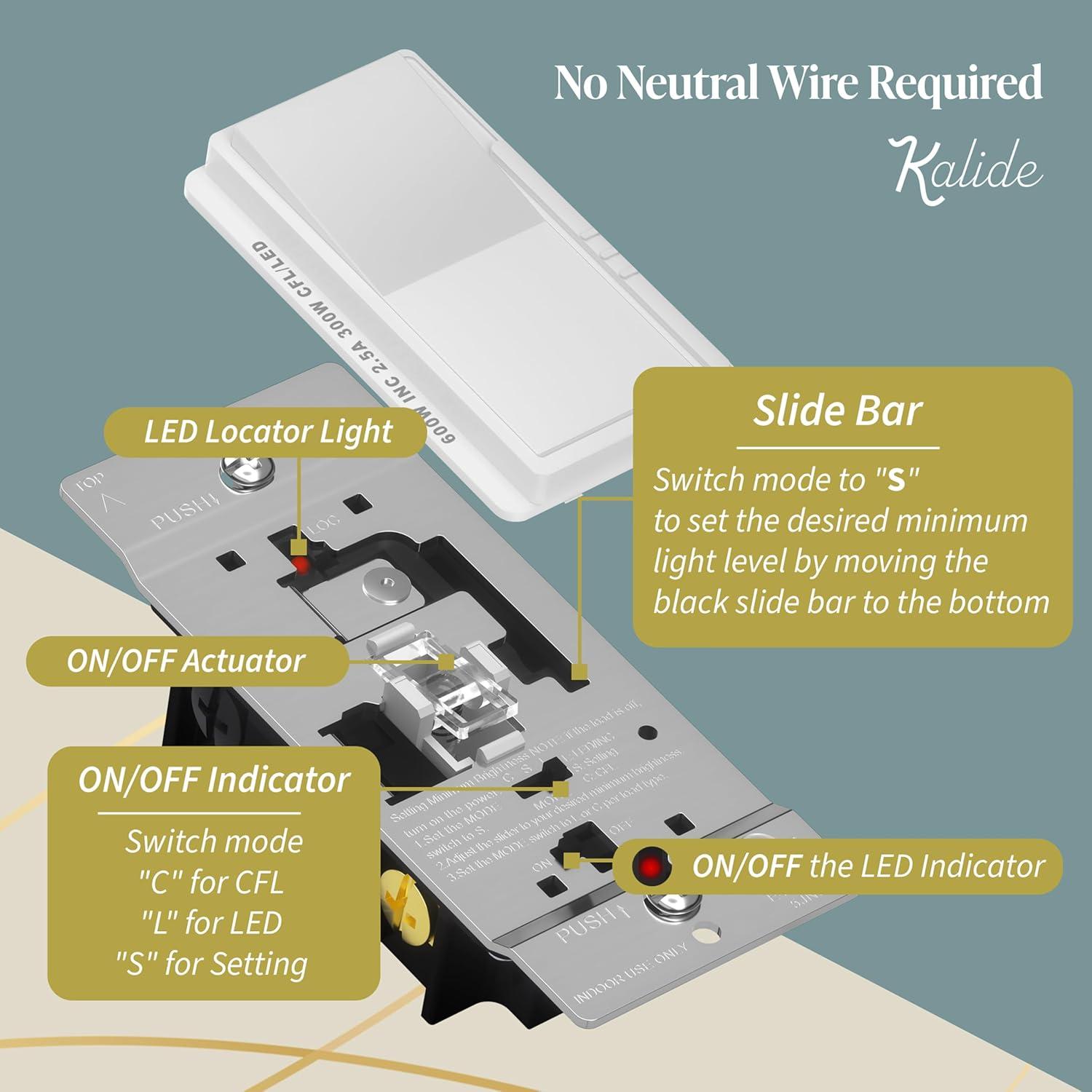 Interruptor Dimmer LED Top Greener Kalide 300W Blanco