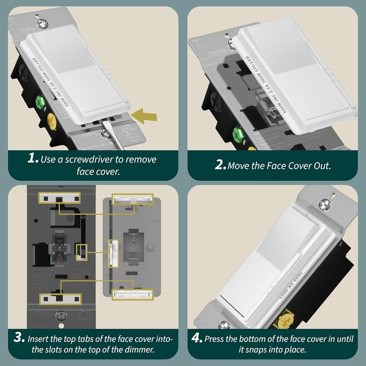 Interruptor Dimmer LED Top Greener Kalide 300W Blanco