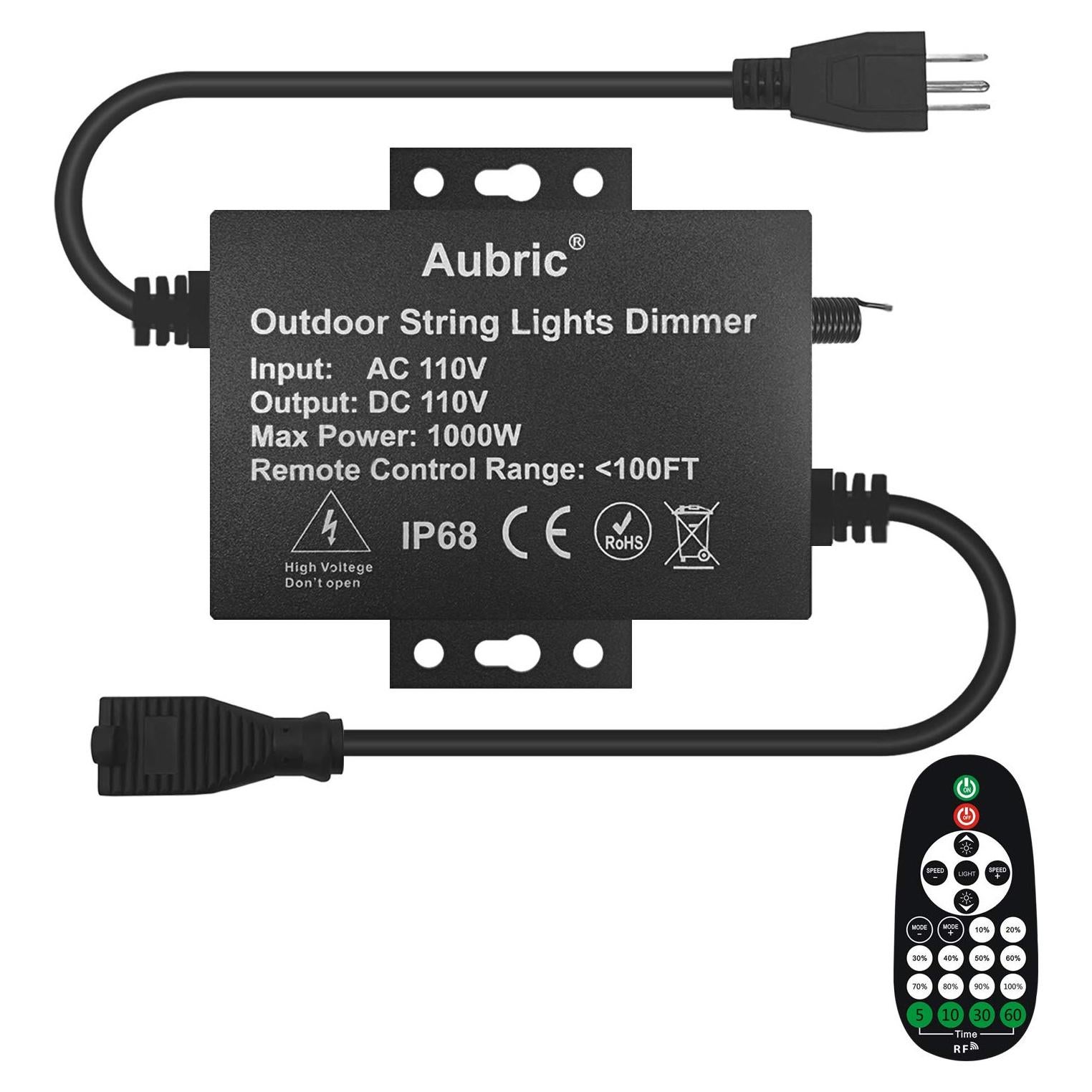 Regulador de Luz de Cuerda Aubric 1000W IP68 Control Remoto