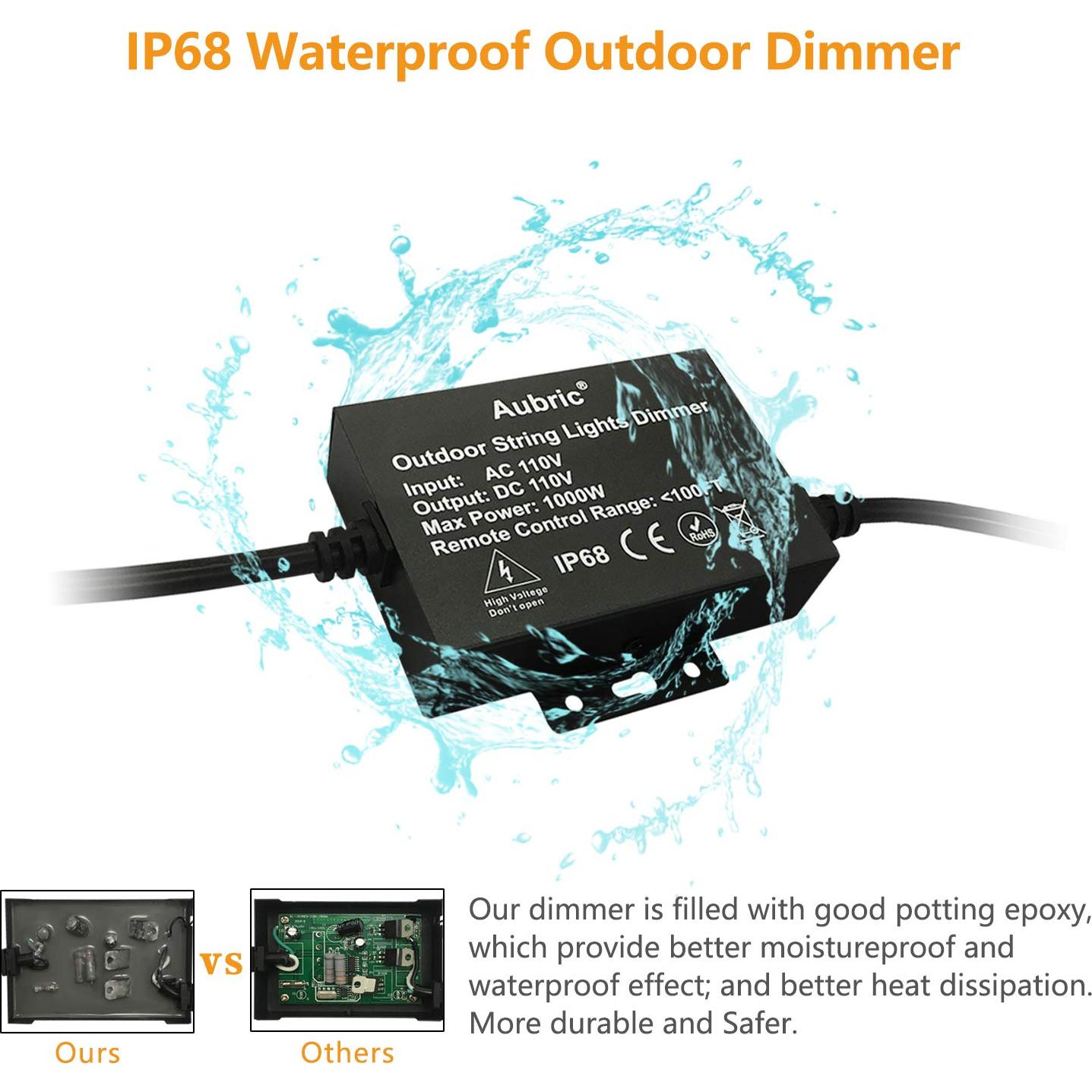 Regulador de Luz de Cuerda Aubric 1000W IP68 Control Remoto