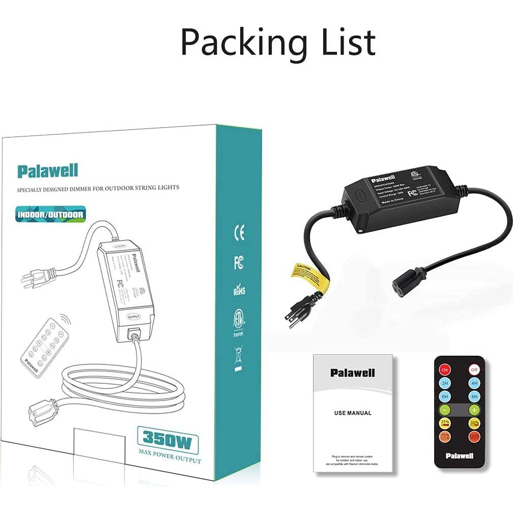 Atenuador de Luz Exterior Palawell 350W con Control Remoto