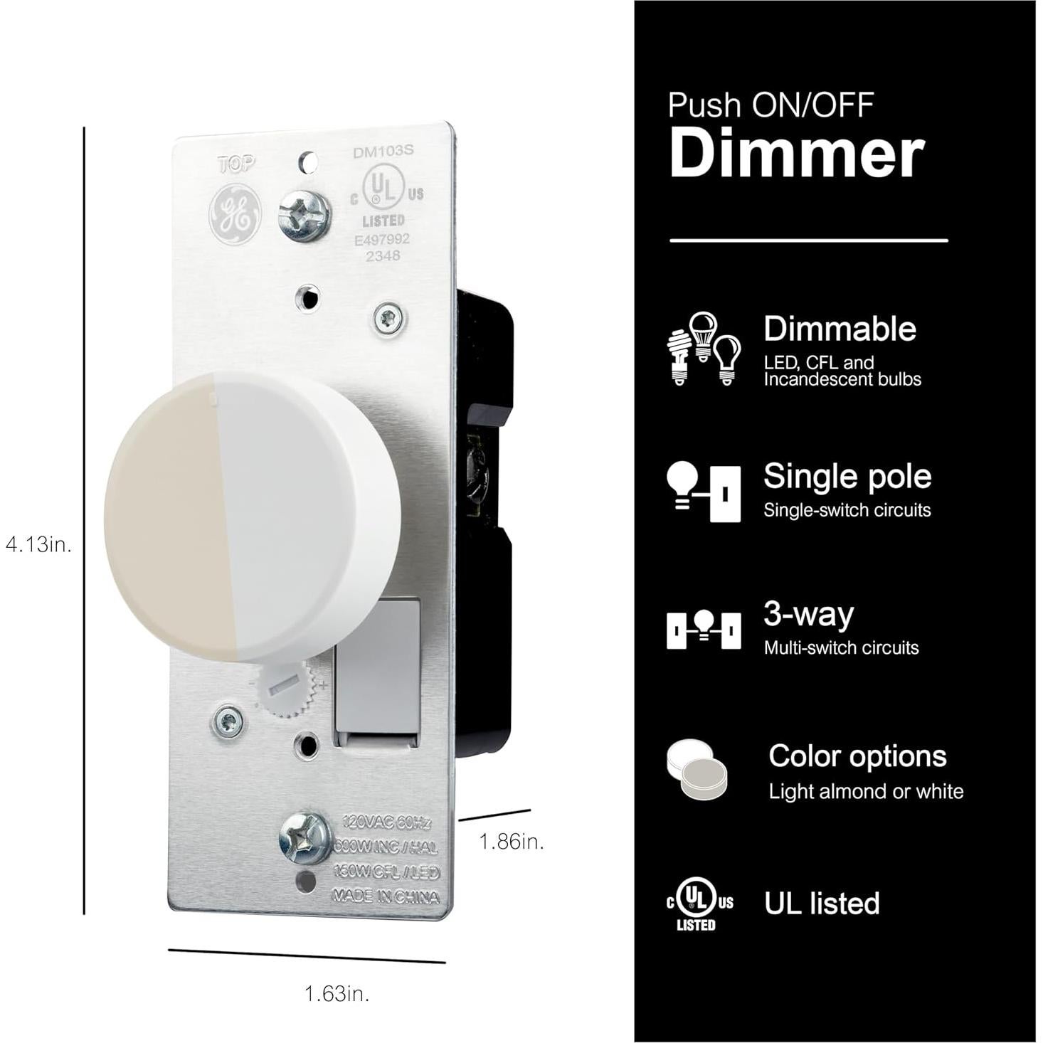 Atenuador Rotativo GE 18021 para Bombillas LED y CFL