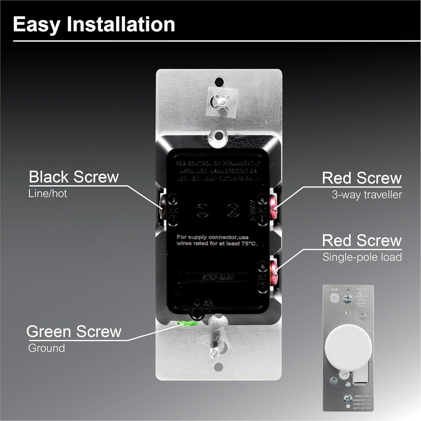 Atenuador Rotativo GE 18021 para Bombillas LED y CFL