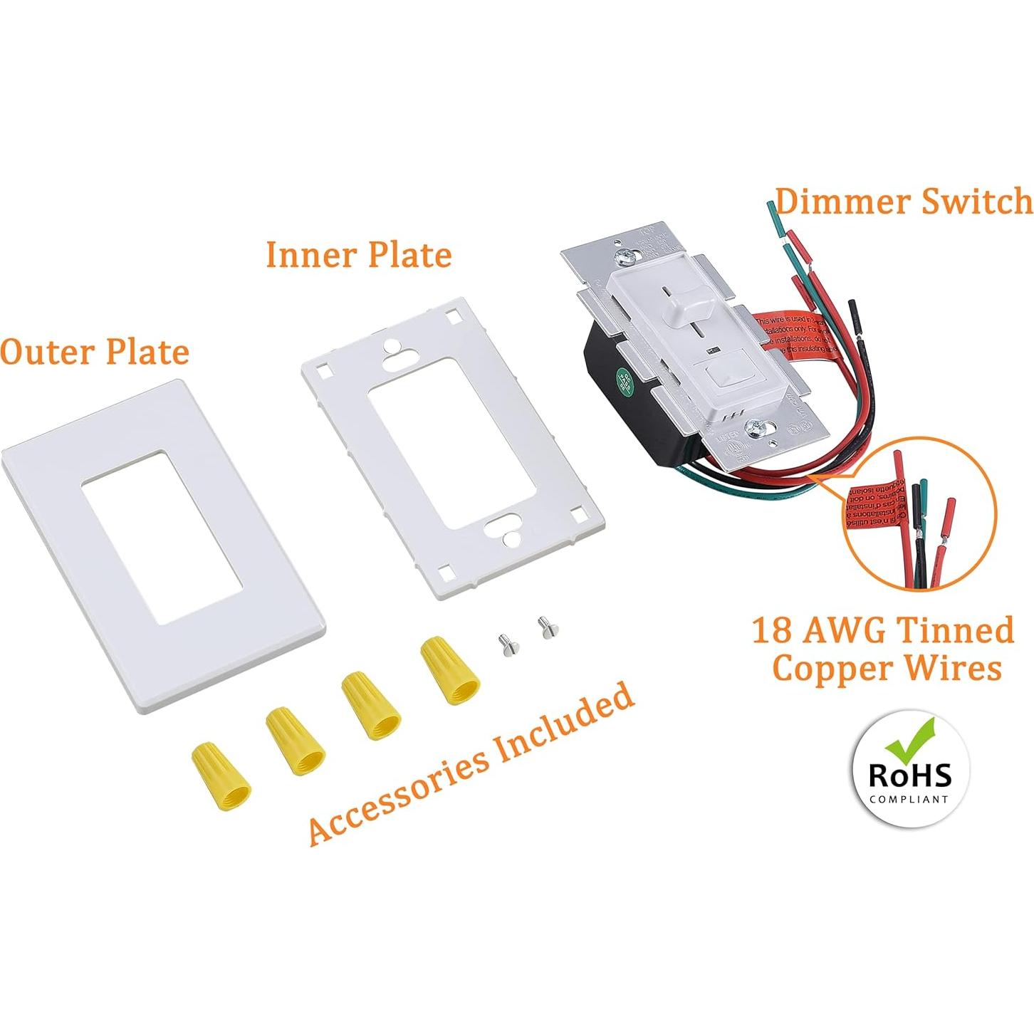 Interruptor Regulador Cloudy Bay 600W LED/CFL/Incandescente Blanco
