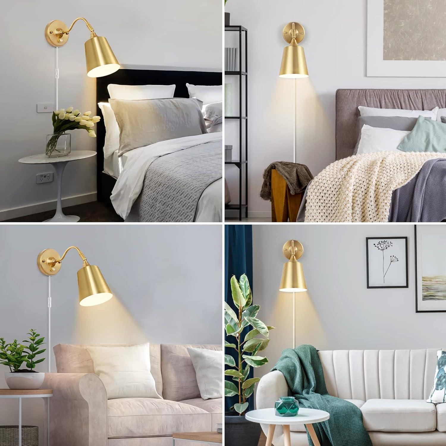 Aplique de pared regulable TRLIFE dorado con 2 bombillas LED