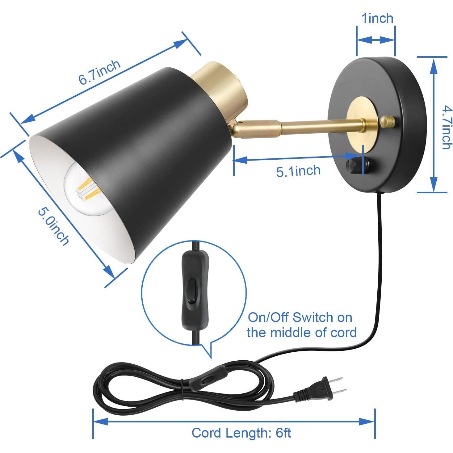 Aplique de Pared Regulable VATONI con 2 Bombillas LED 6W