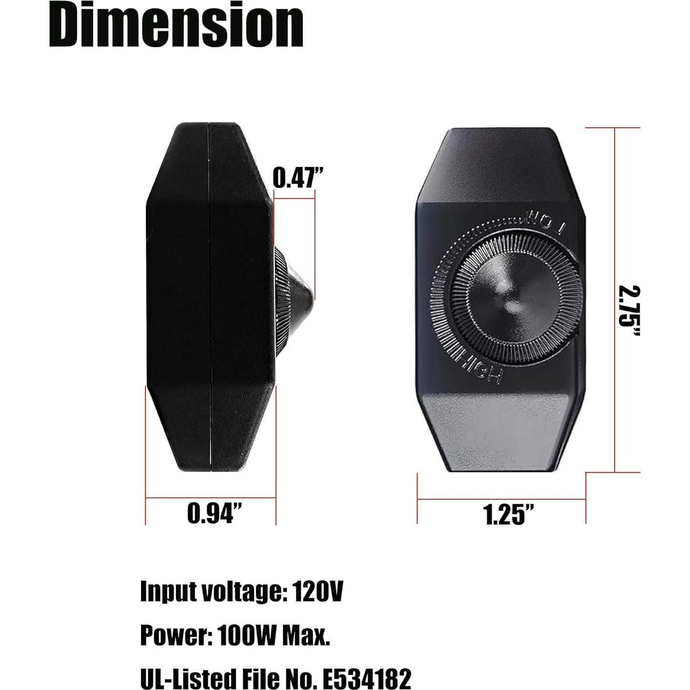 Interruptor de Atenuación Laphivieh 2 Piezas Negro 0-100% Brillo