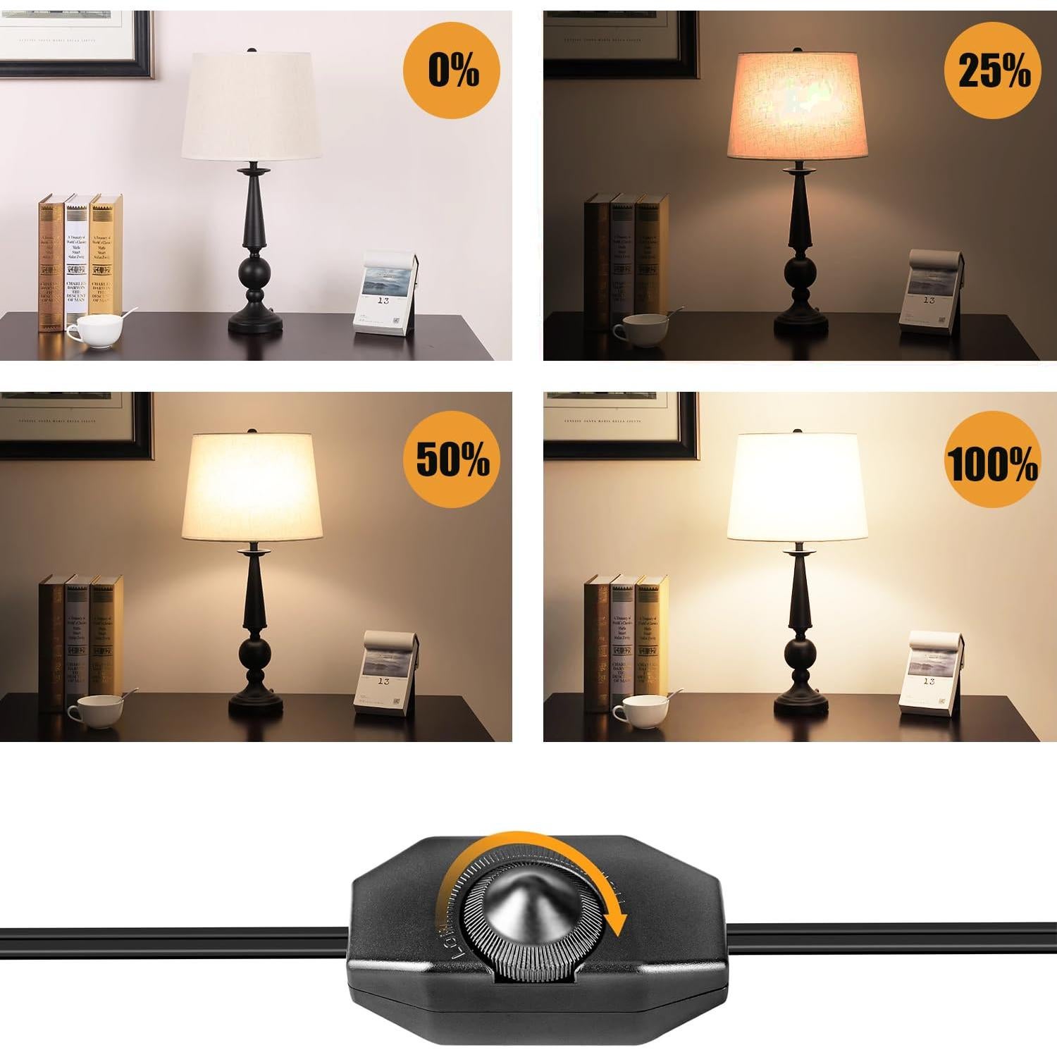 Interruptor de Atenuación Laphivieh 2 Piezas Negro 0-100% Brillo