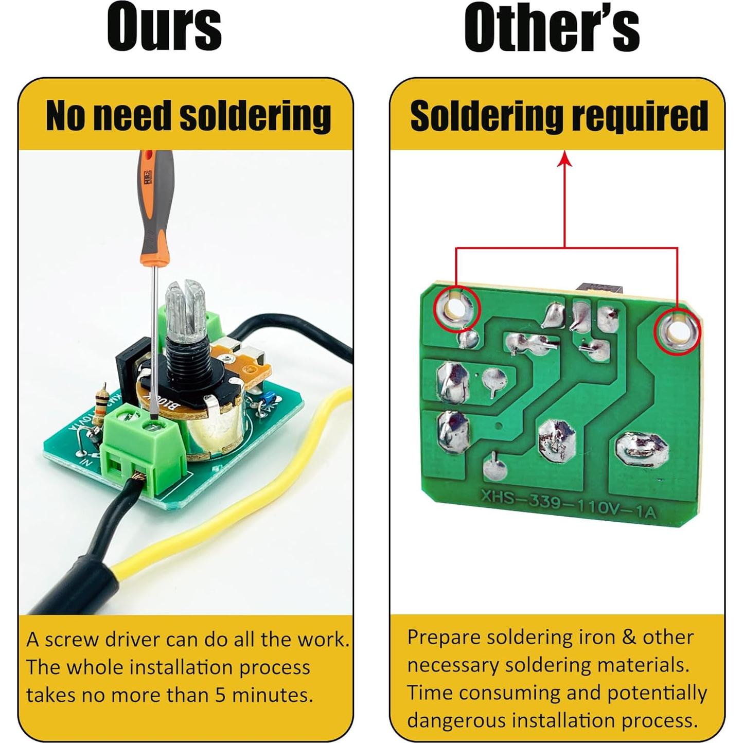 Interruptor de Atenuación Laphivieh 2 Piezas Negro 0-100% Brillo