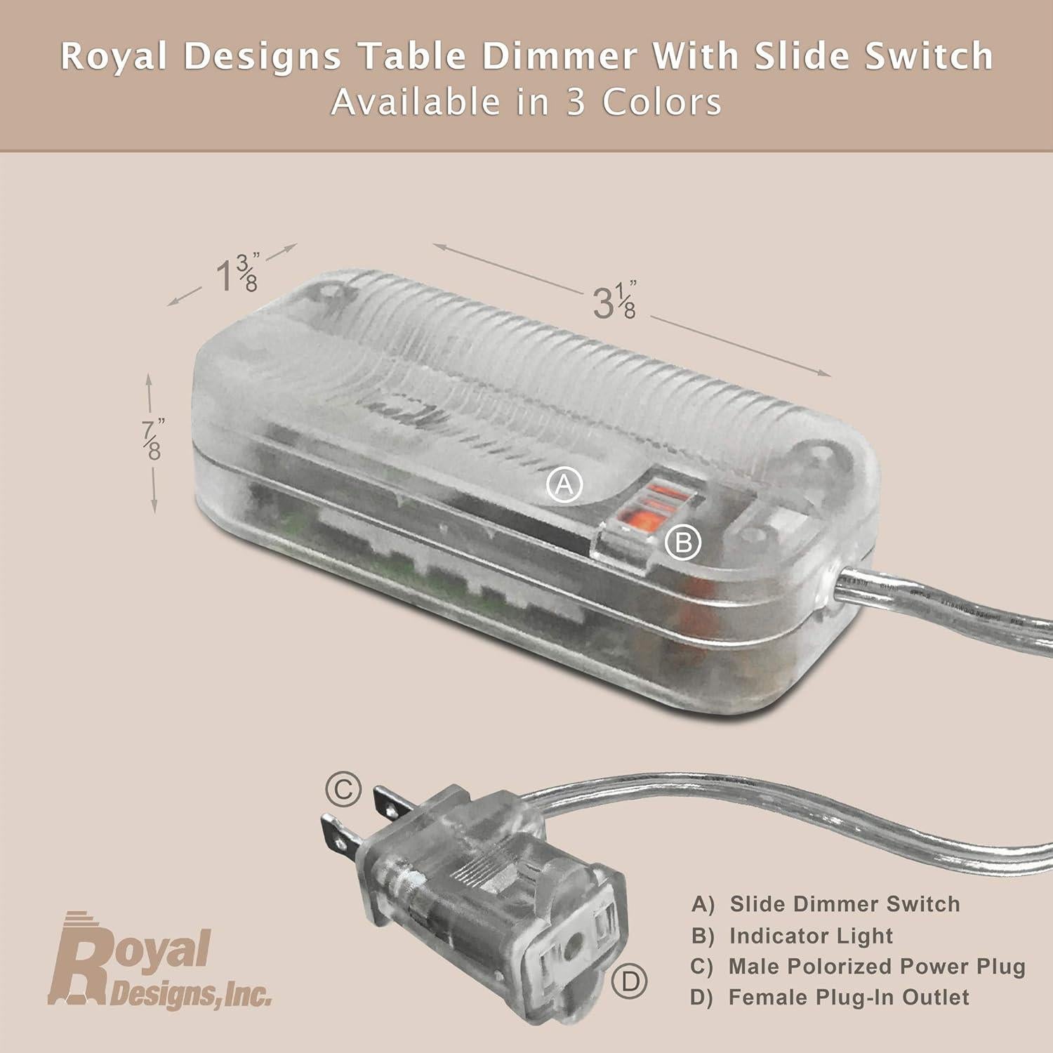 Regulador de Lámpara Enchufable Royal Designs TD-2002, Juego de 2
