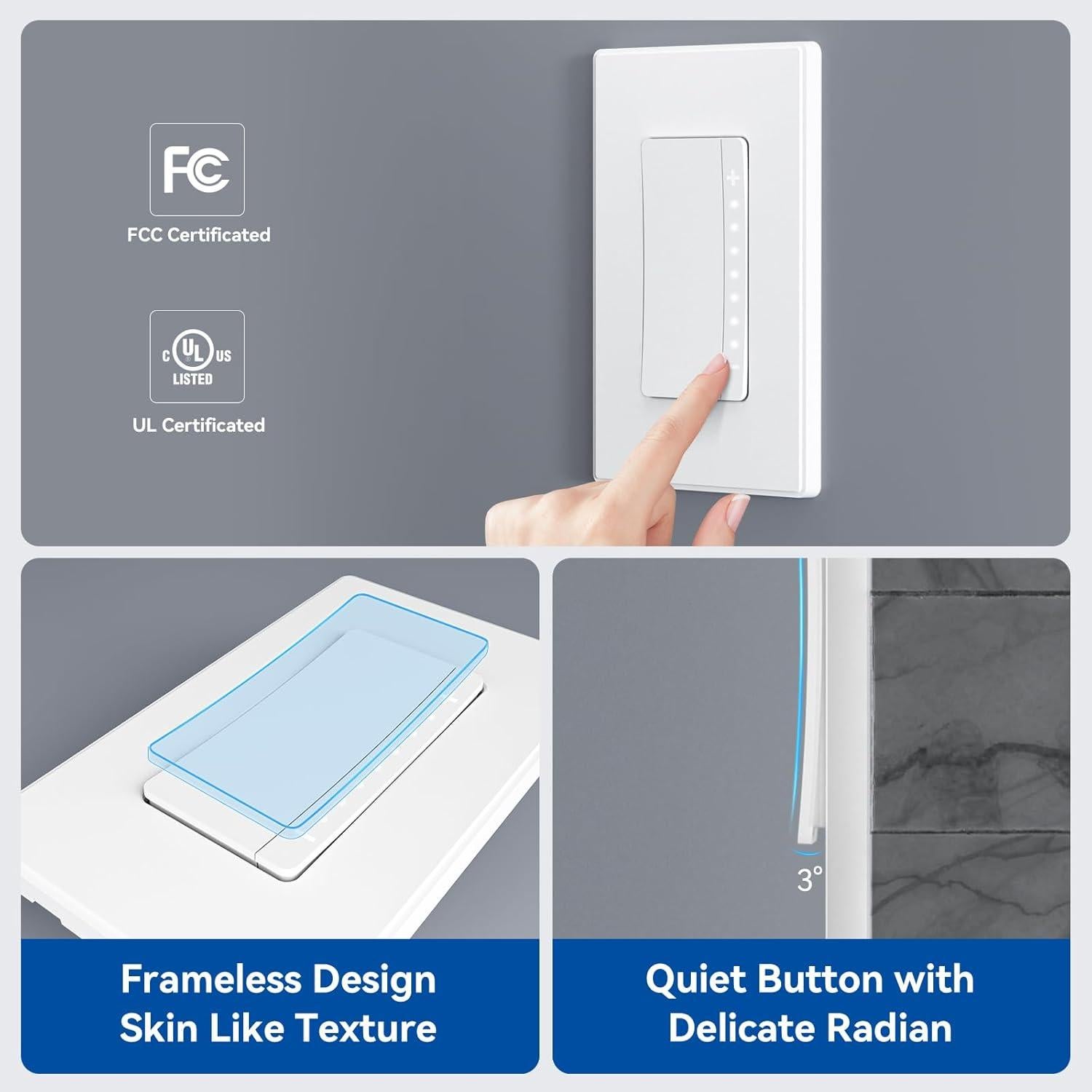 Interruptor Regulador Digital ELEGRP 150W LED Blanco Mate