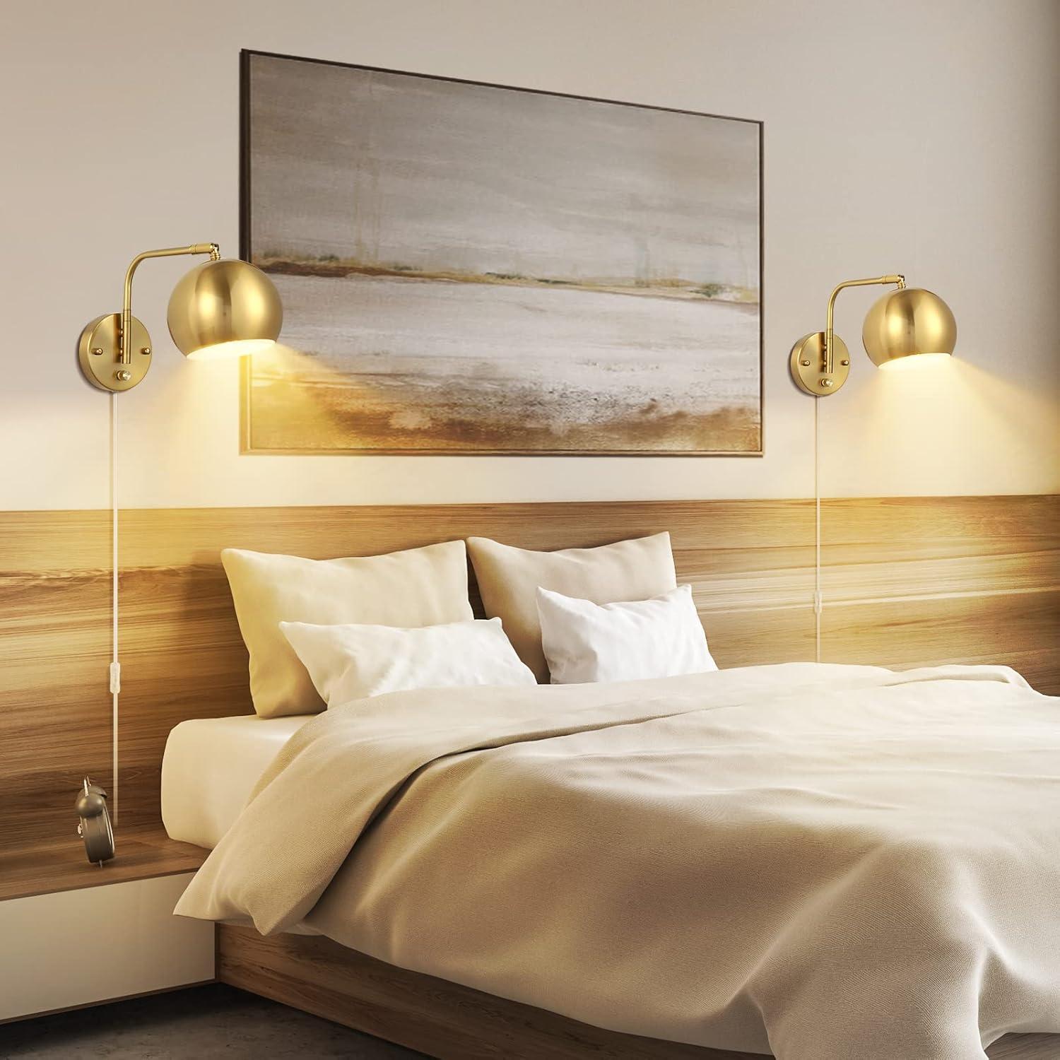 Aplique de pared regulable VATONI con 2 bombillas LED oro