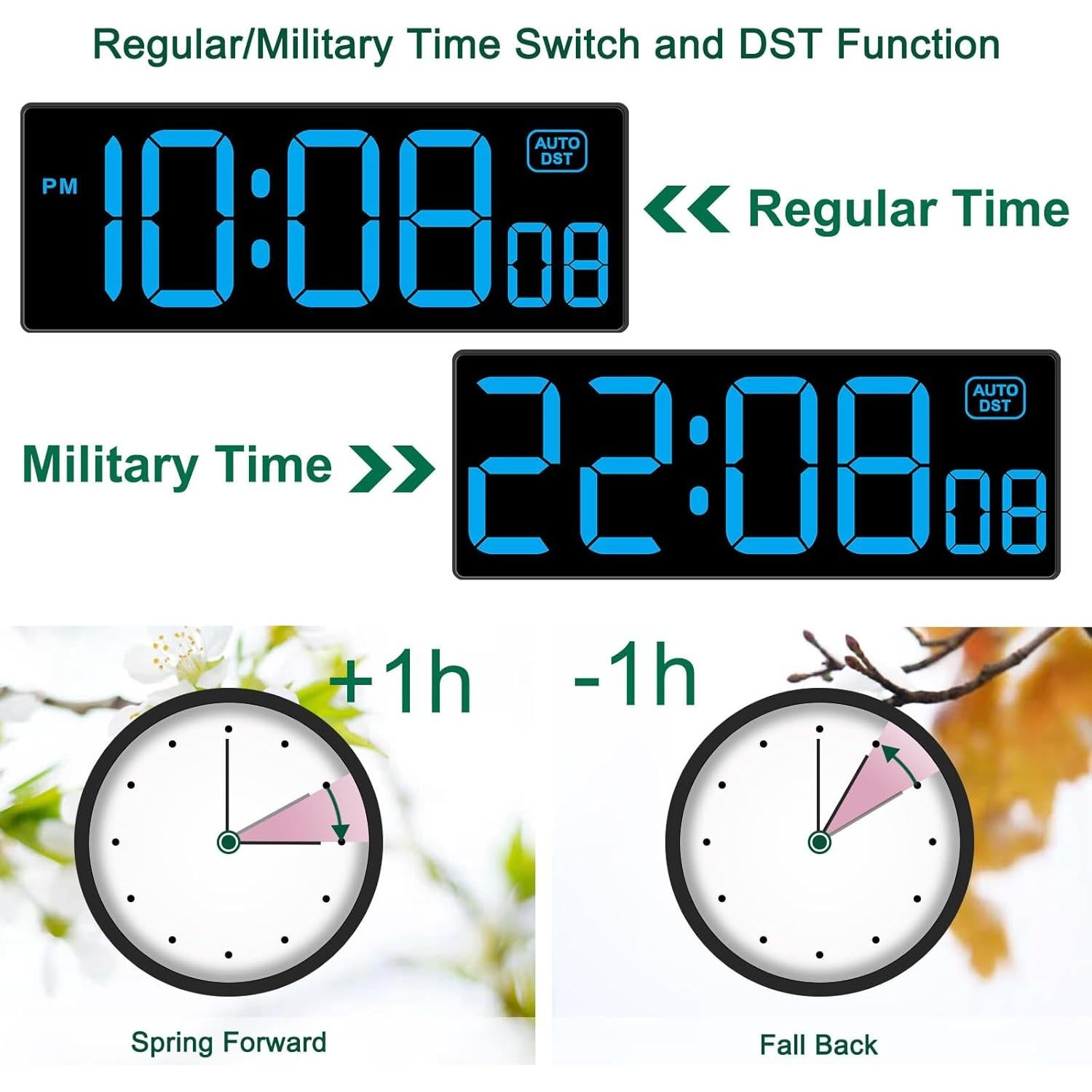 Reloj de Pared Digital Soobest 10" LED Azul con Segundos