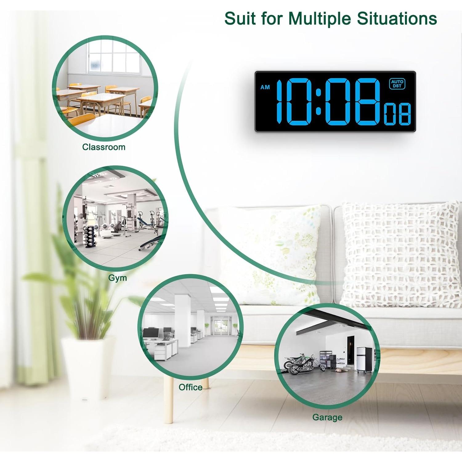 Reloj de Pared Digital Soobest 10" LED Azul con Segundos