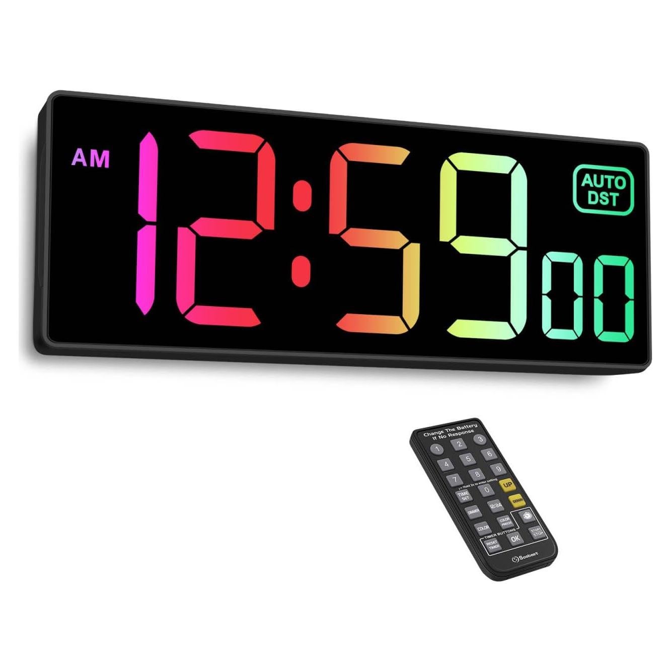 Reloj de Pared Digital Soobest 10.2" RGB con Control Remoto
