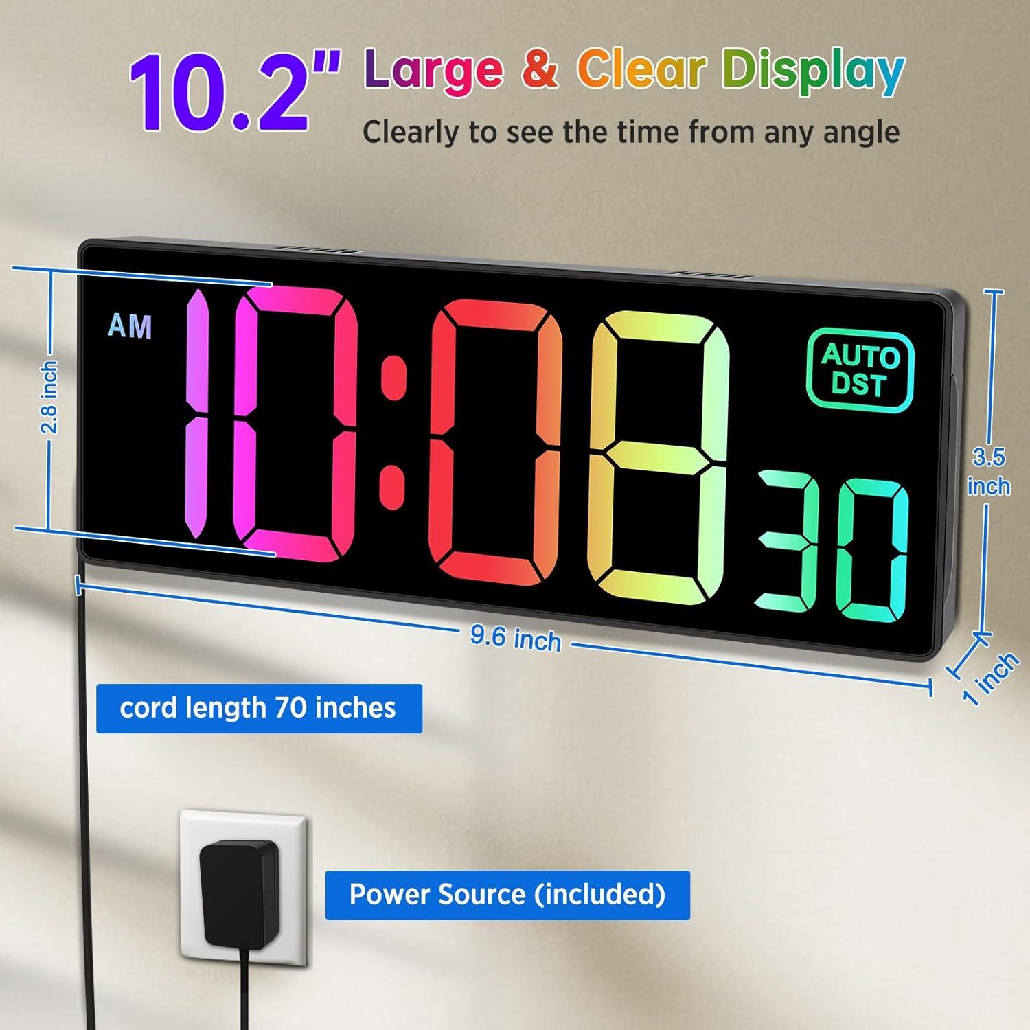 Reloj de Pared Digital Soobest 10.2" RGB con Control Remoto