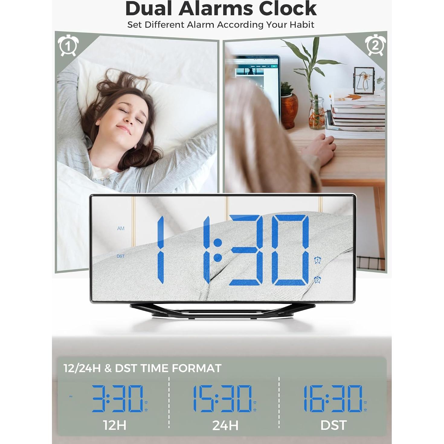 Reloj Despertador Vibrante PPLEE con Pantalla LED 8.7"